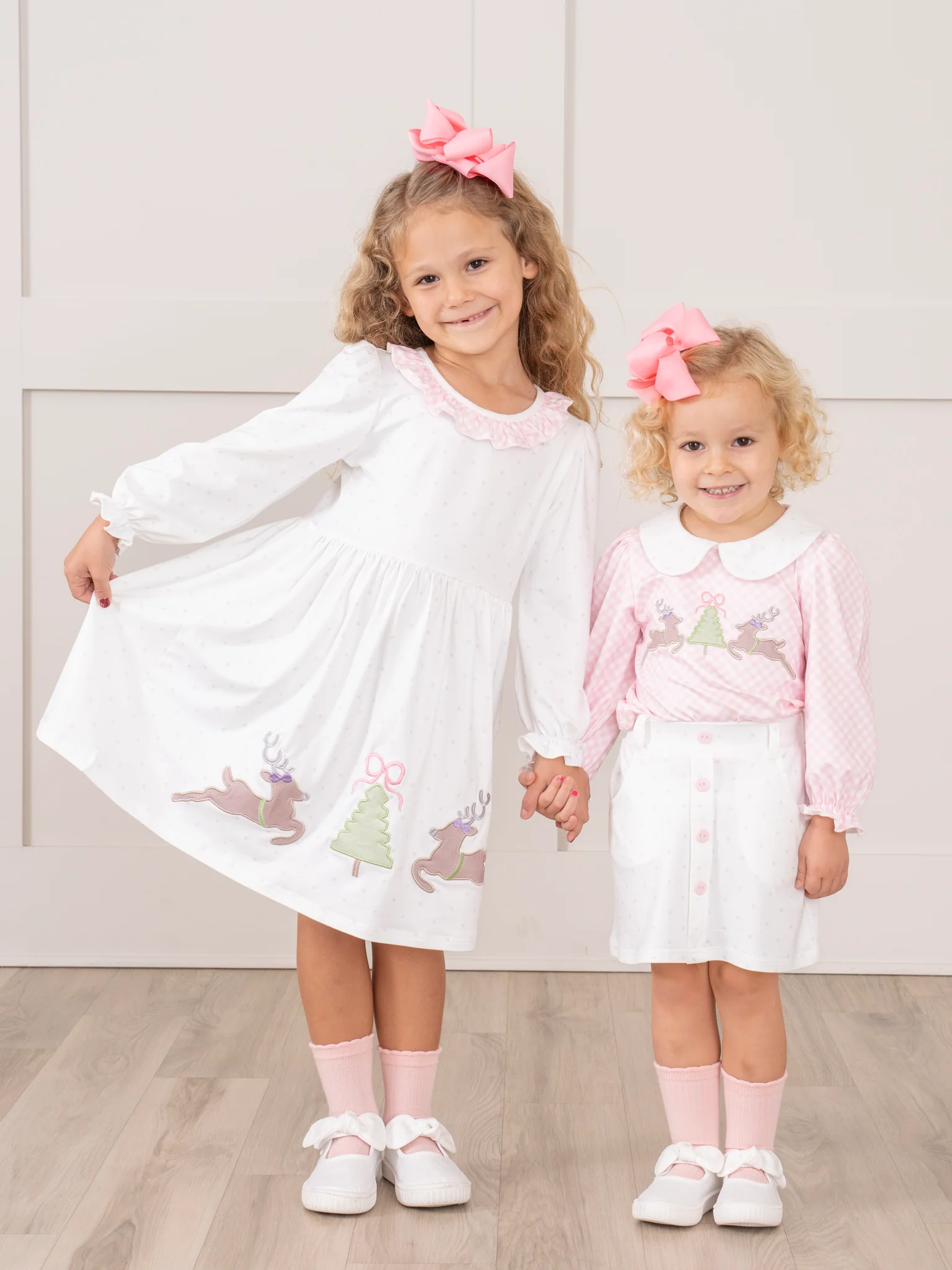 Pink Reindeer Prancing Reindeer Ruffle Dress - Image 4