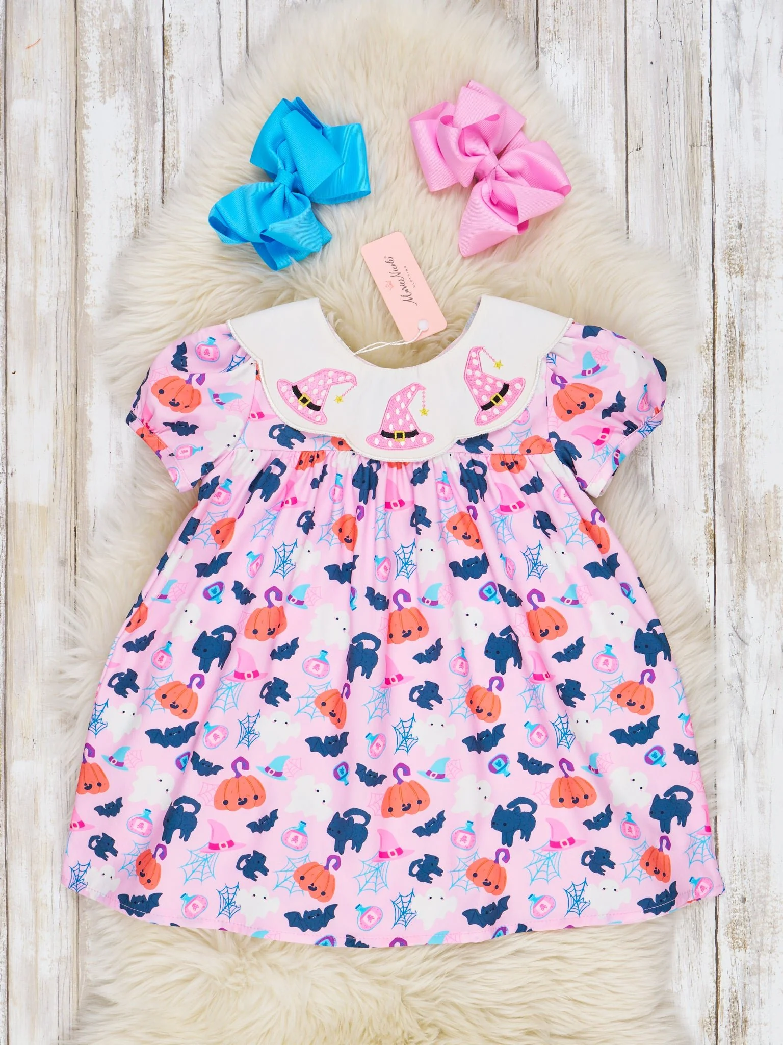 Pink Embroidered Witchy Halloween Dress