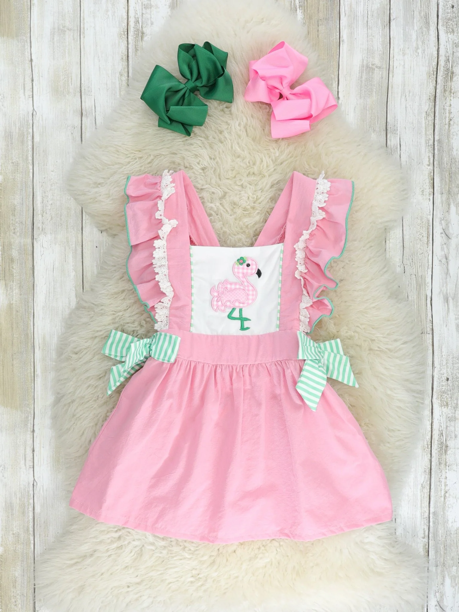 Pink Flamingo Flutter Sleeve Ruffle Dress