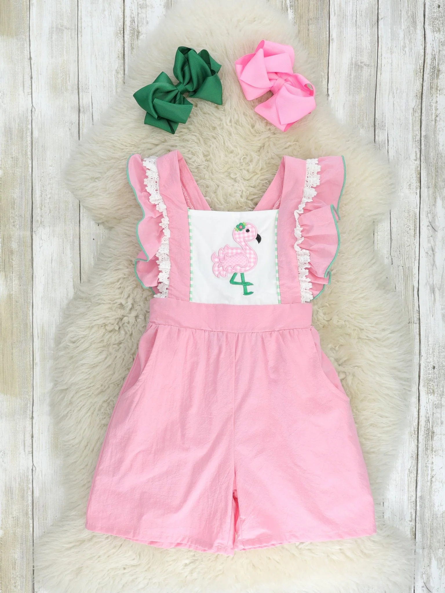 Pink Flamingo Flutter Sleeve Ruffle Jumpsuit