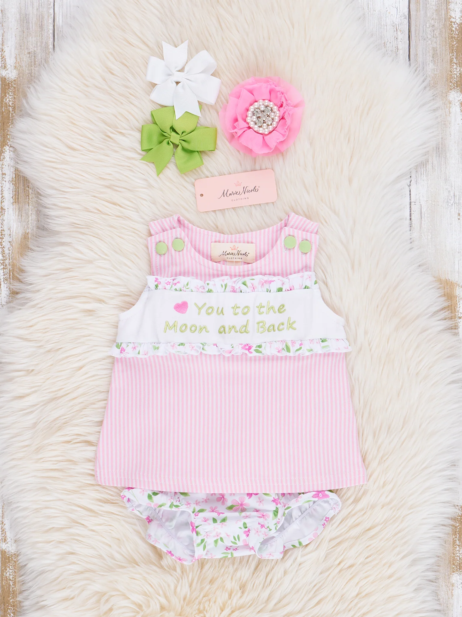 Pink Floral "Moon & Back" Bloomers Outfit - Image 2