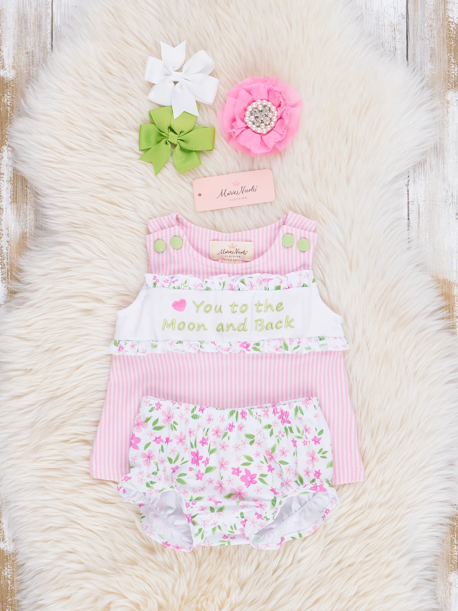 Pink Floral "Moon & Back" Bloomers Outfit - Image 3