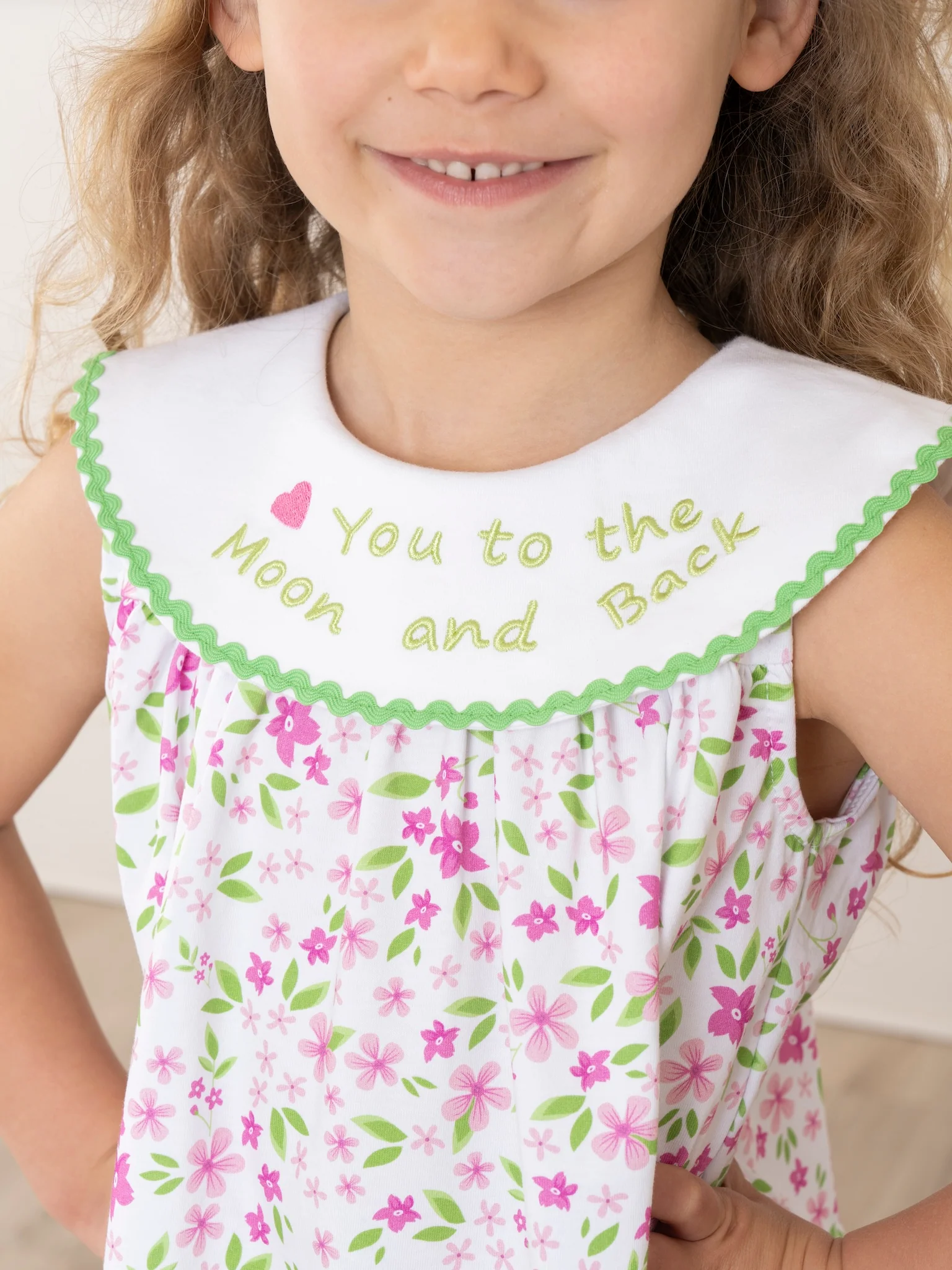 Pink Floral "Moon & Back" Ruffle Outfit - Image 4