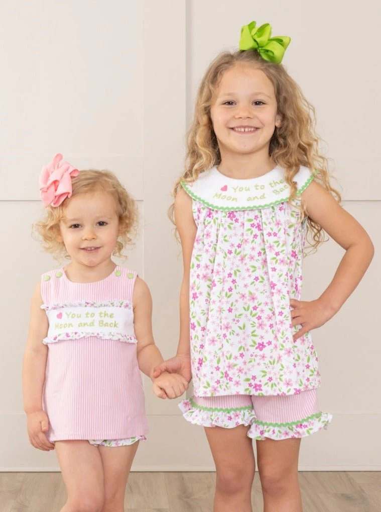 Pink Floral "Moon & Back" Ruffle Outfit - Image 5