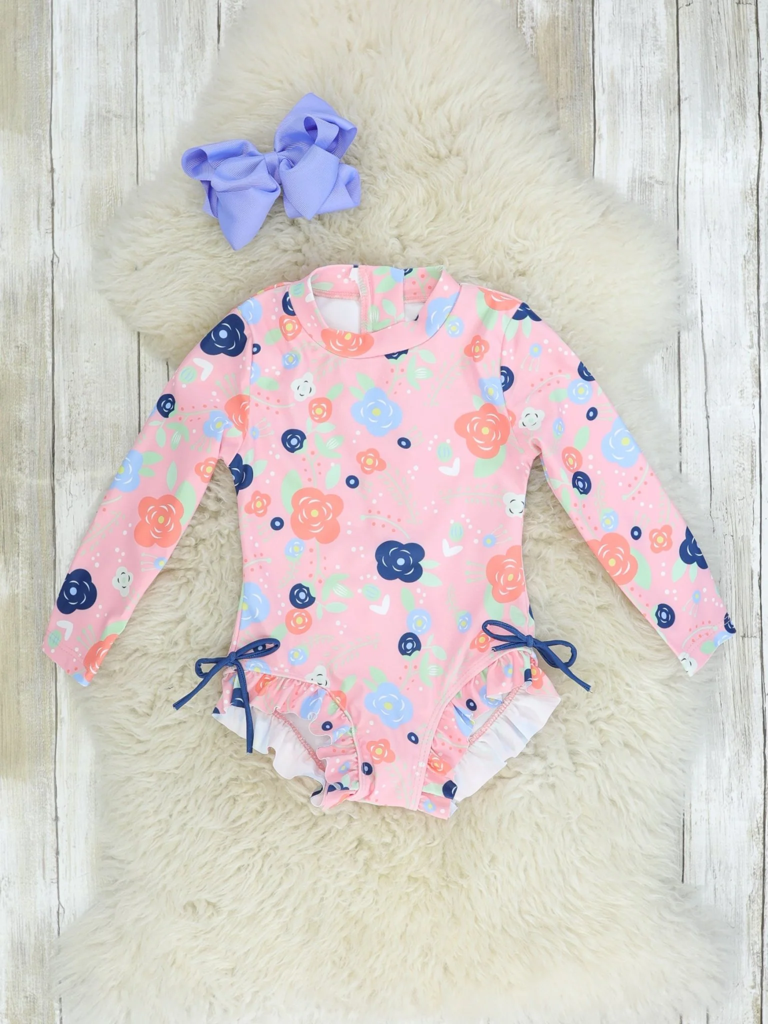 Pink Floral Ruffle One-Piece Swimsuit