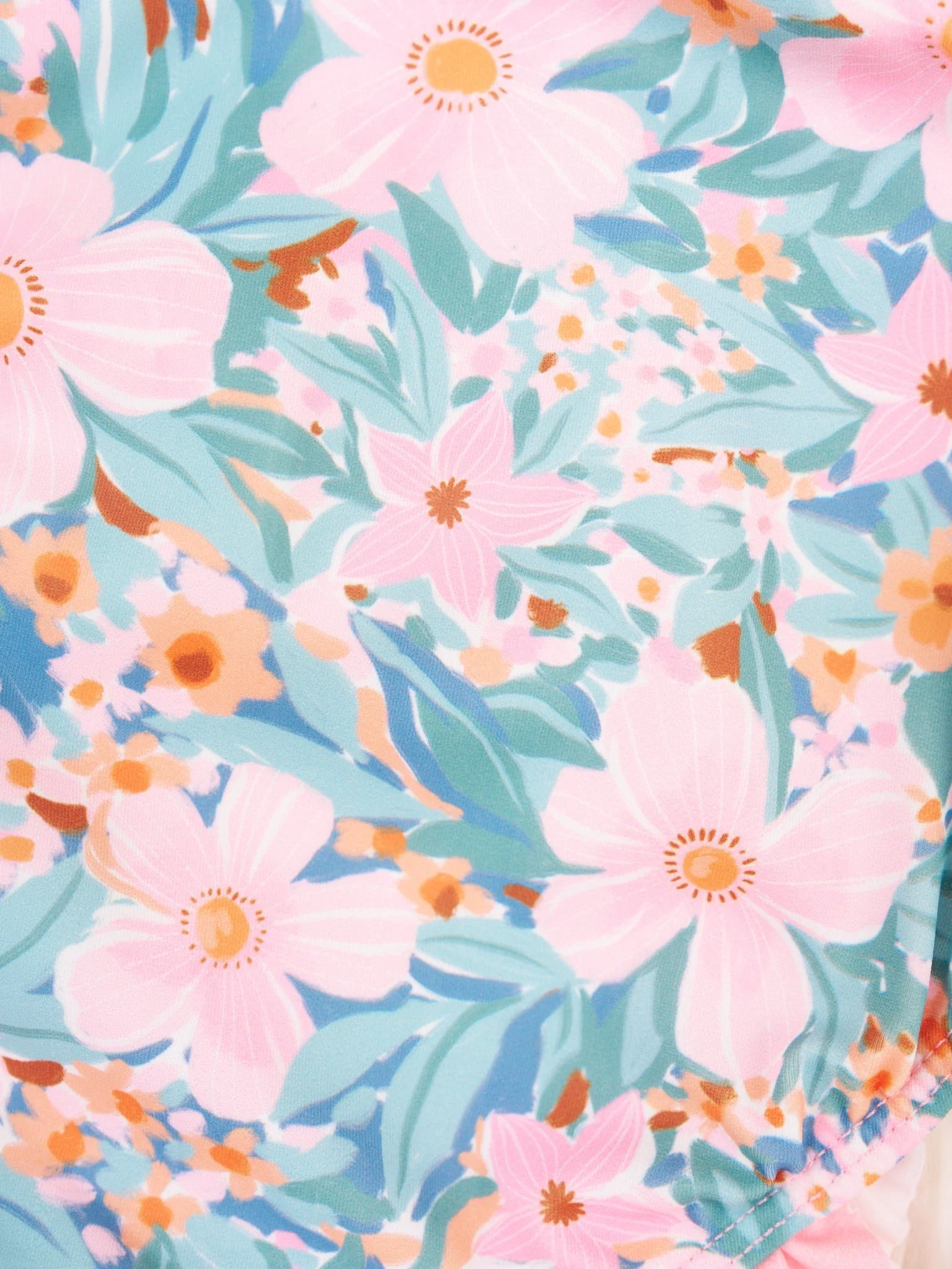 Pink Floral Tie Ruffle Swimsuit - Image 3