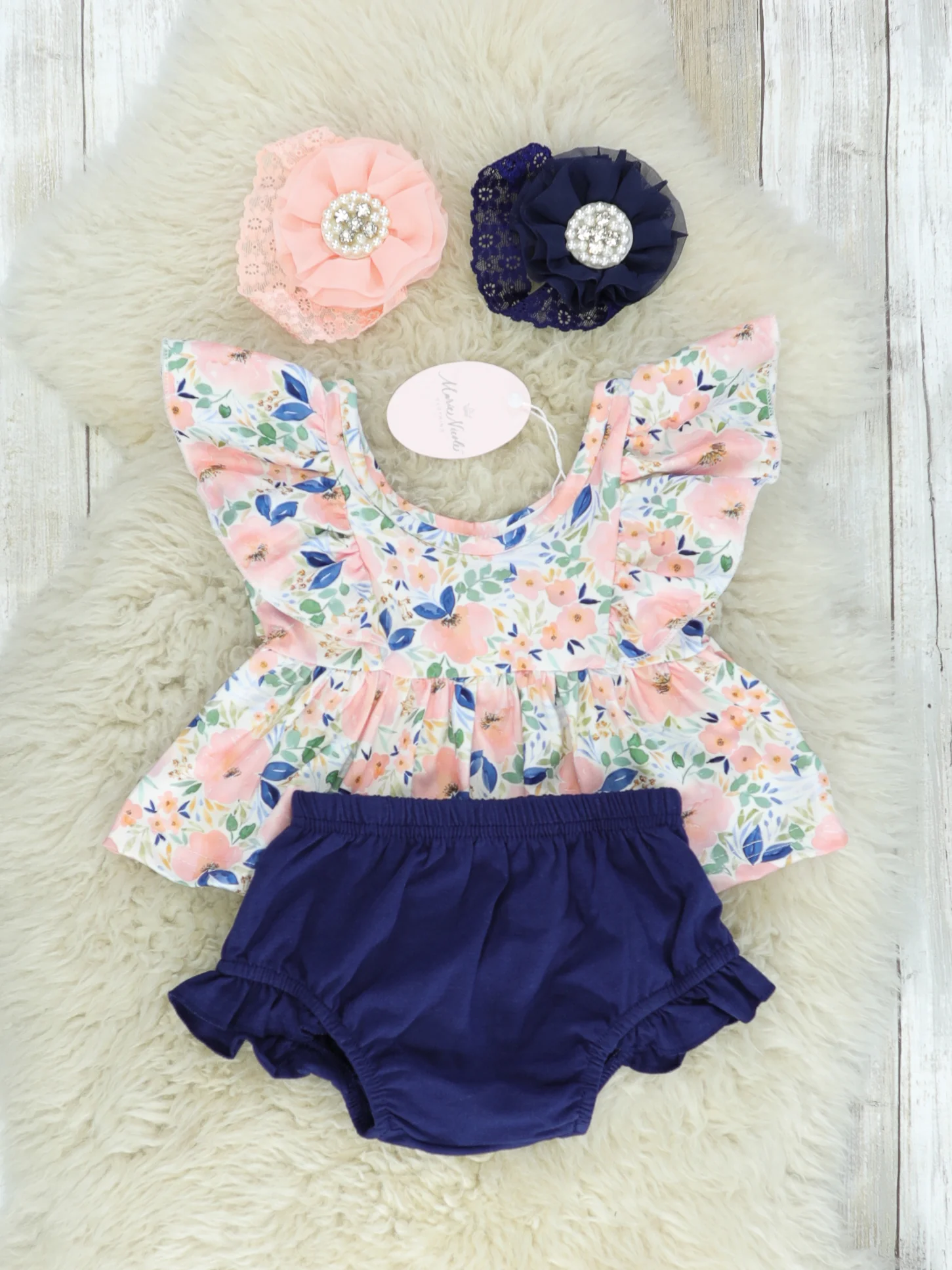 Pink Floral Top & Bloomers Set - Image 2