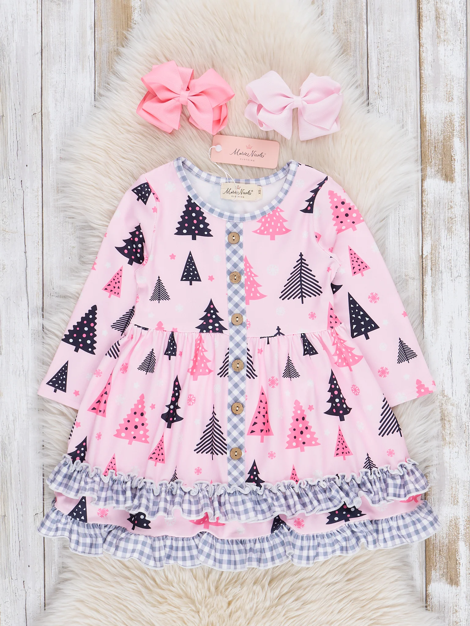 Pink Forest Gingham Ruffle Dress - Image 2