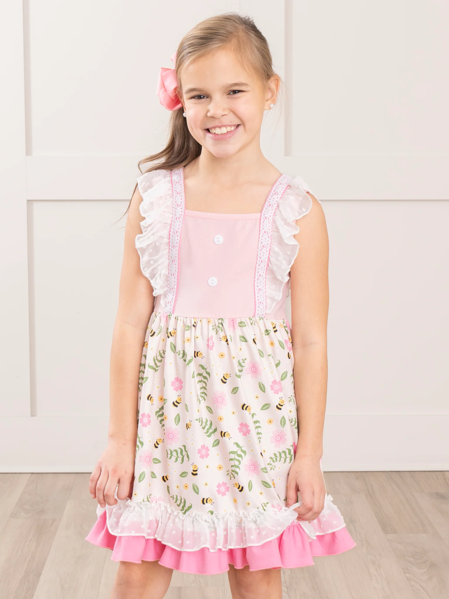 Pink Garden Frolic Ruffle Dress