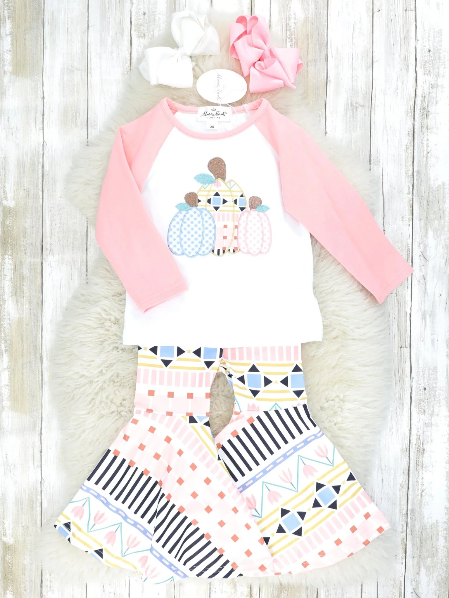Pink Geometric Pumpkin Bell Bottoms Outfit