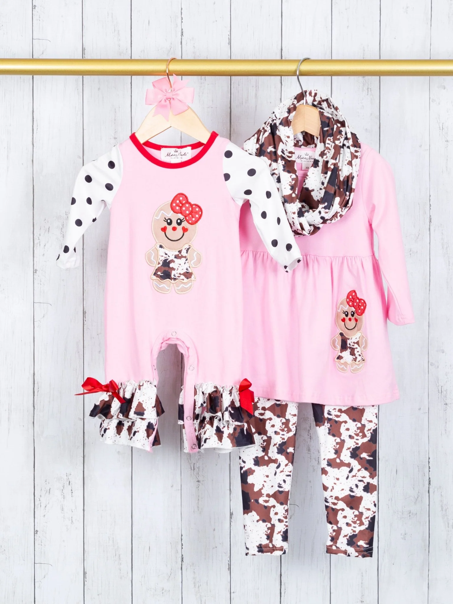 Pink Gingerbread Cow Print 3-Piece Outfit - Image 4