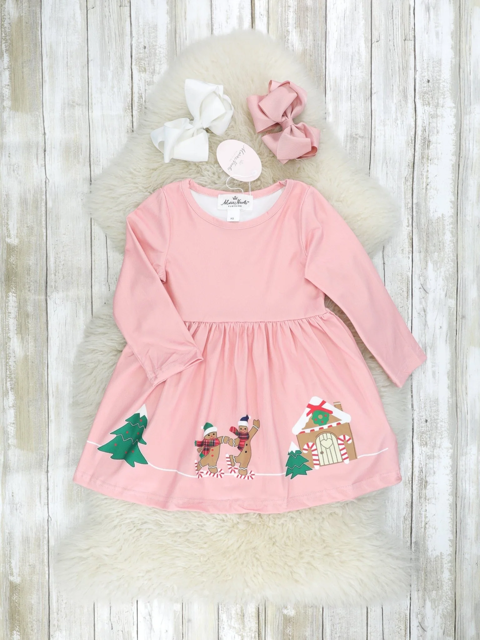 Pink Gingerbread Land Dress W/ Fur Vest - Image 2