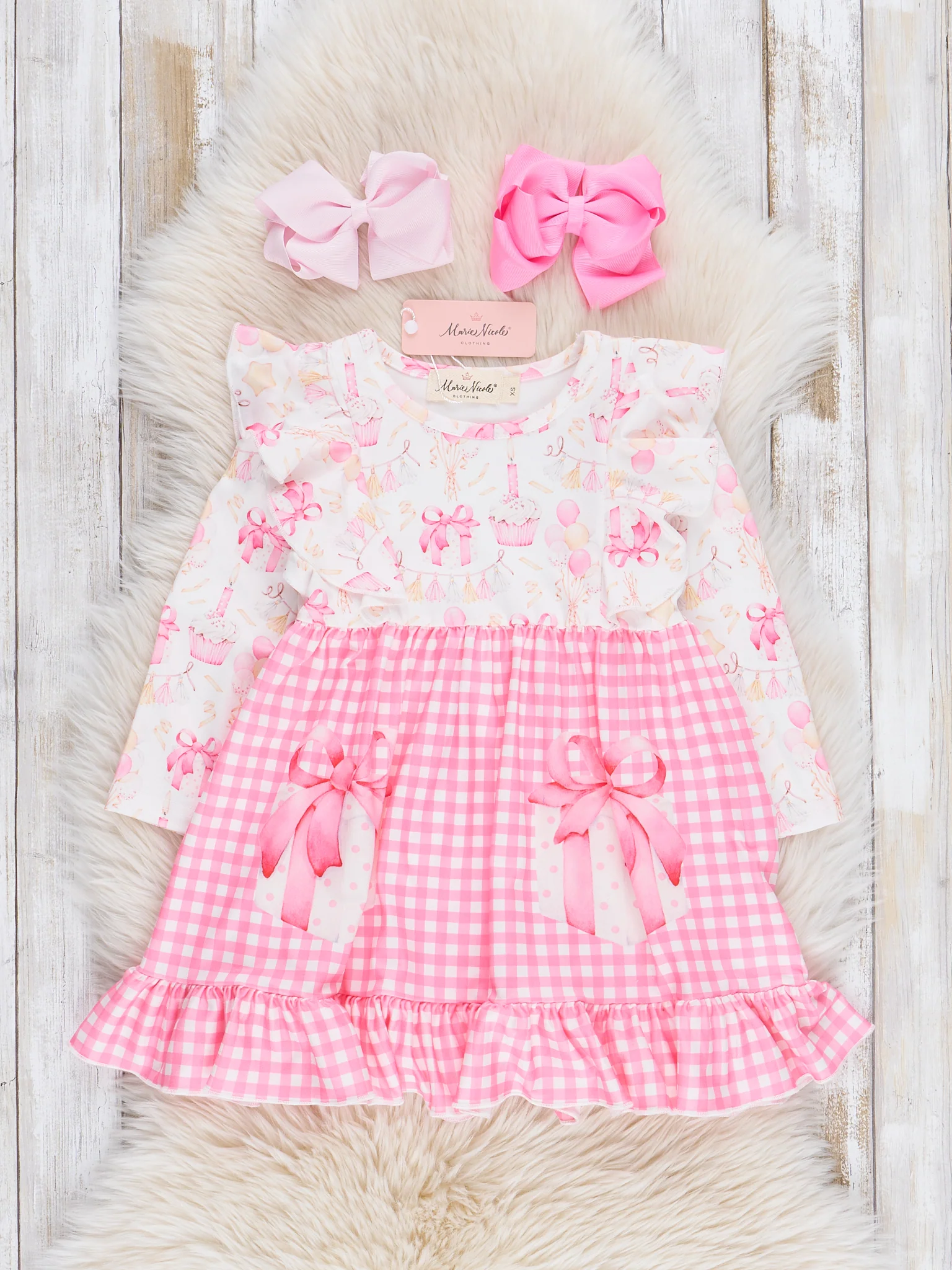 Pink Gingham Birthday Gifts Ruffle Dress