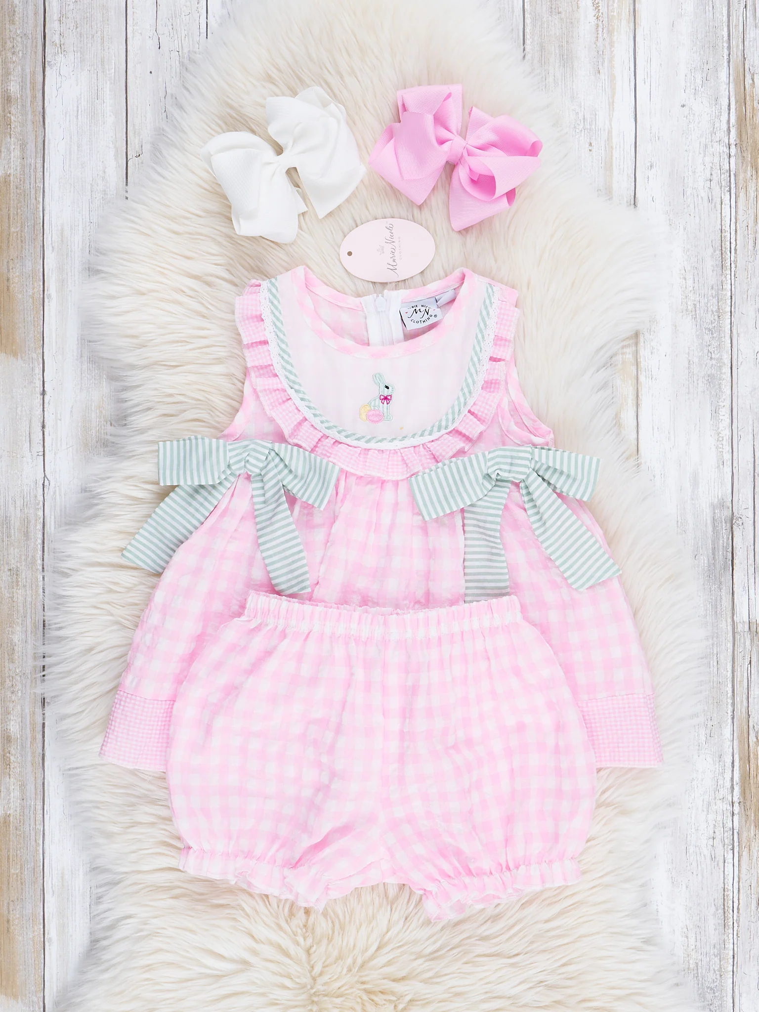 Pink Gingham Bunny Tank Outfit - Image 3