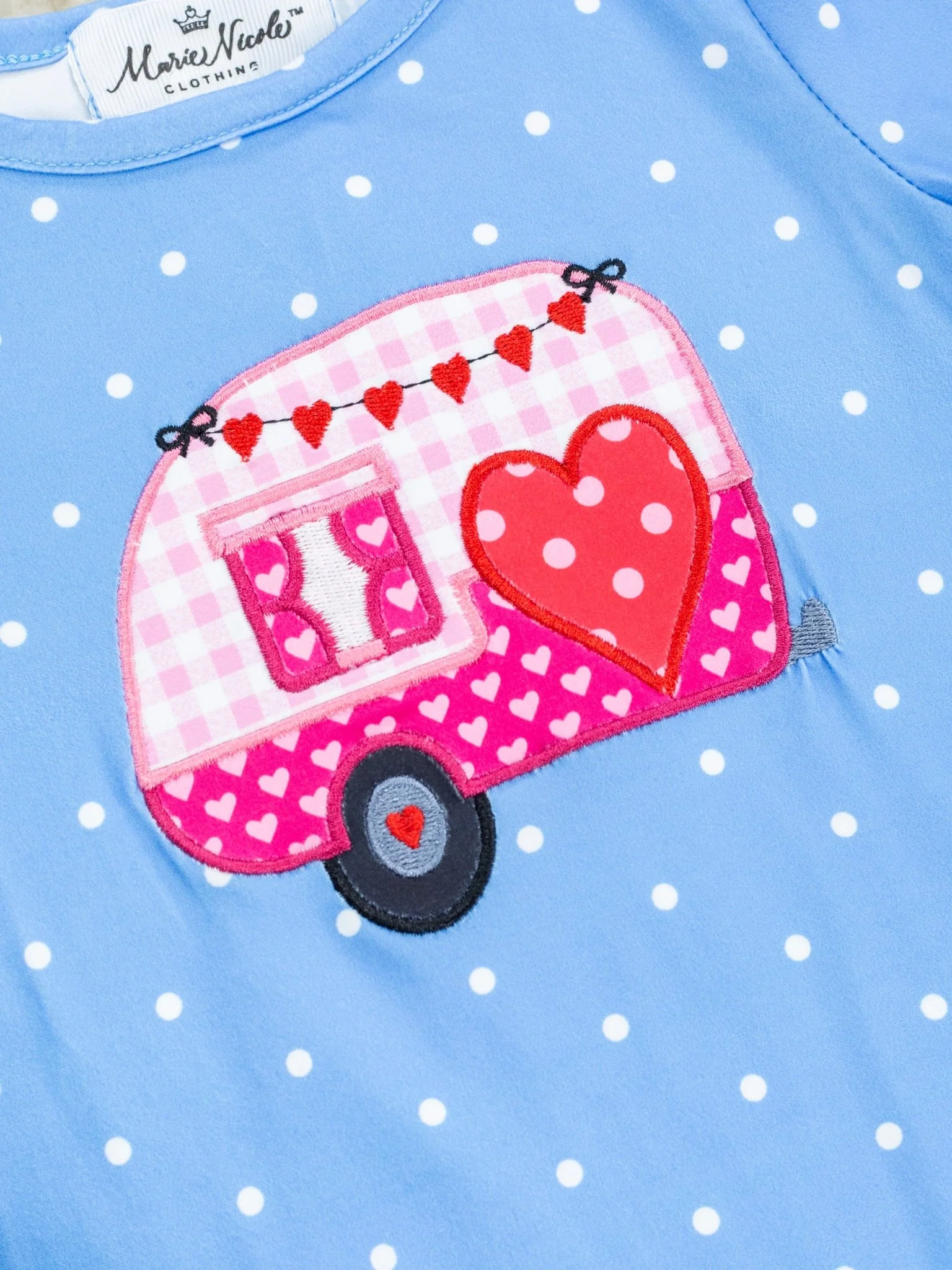 Pink Gingham Heart Camper Ruffle Romper - Image 4
