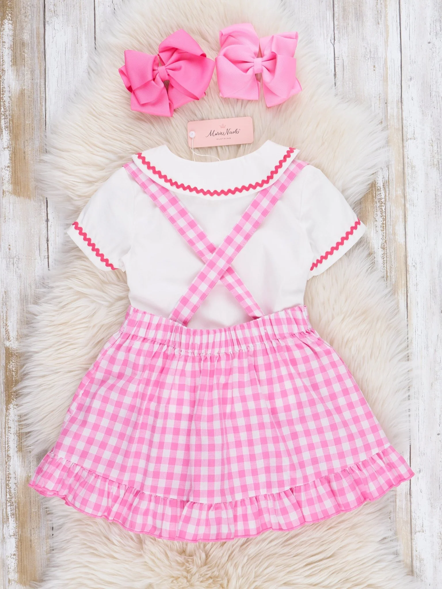 Pink Gingham Pencil Princess Skirtall Set - Image 3