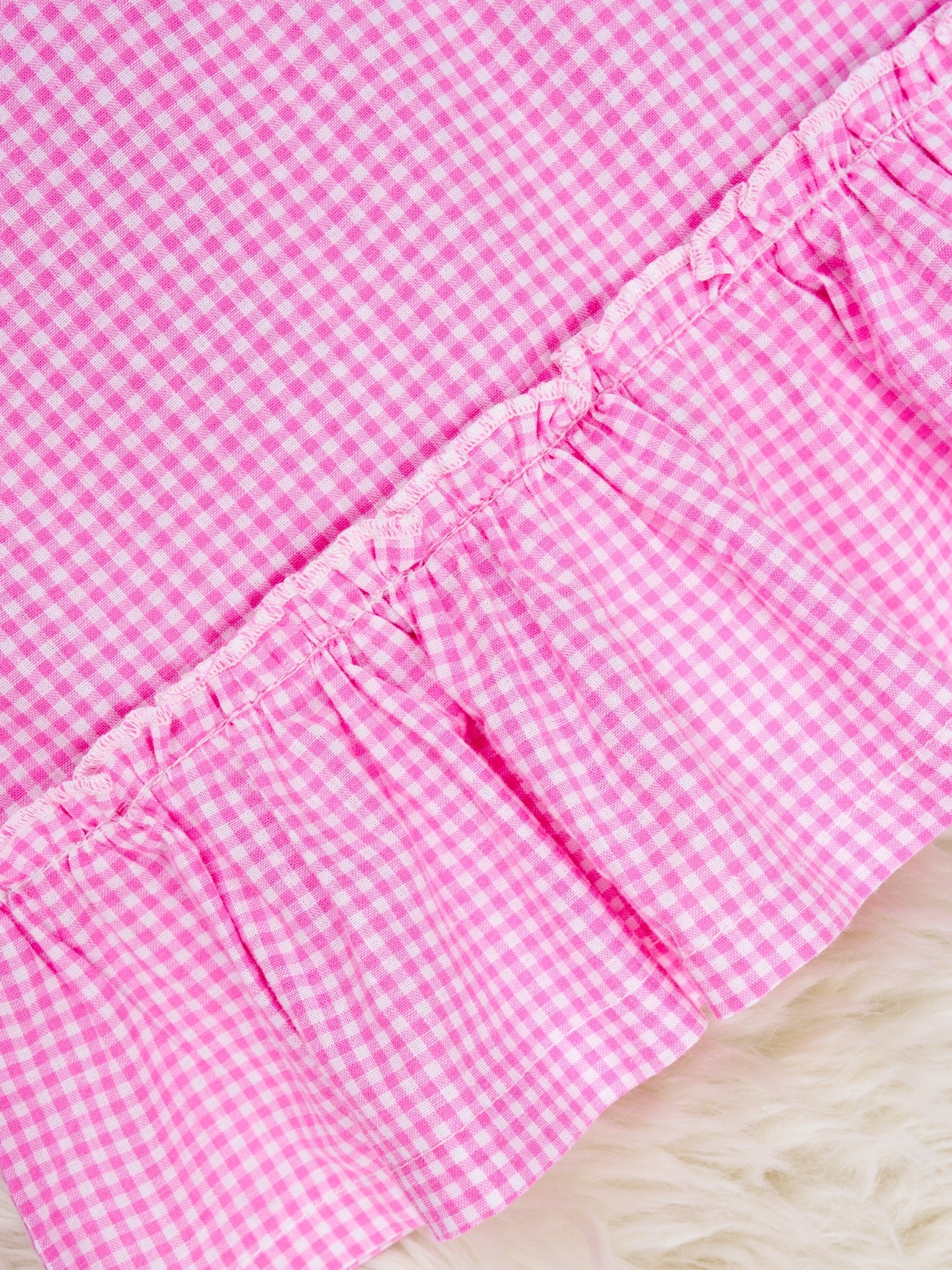 Pink Gingham Peplum Tank & Denim Shorts Outfit - Image 3