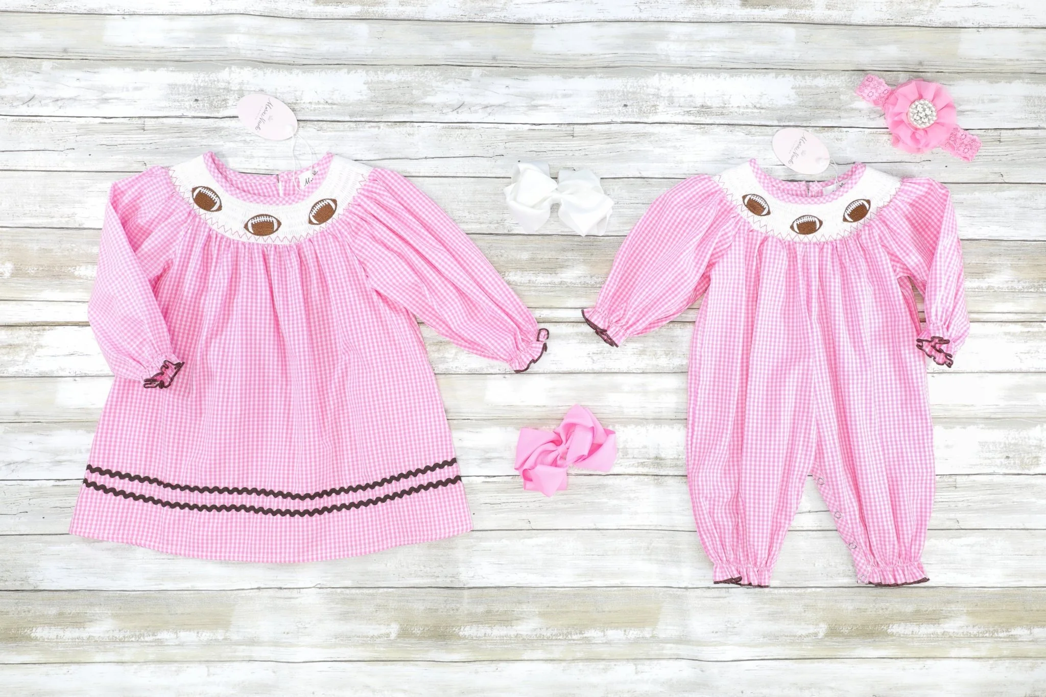 Pink Gingham Smocked Football Dress - Image 2