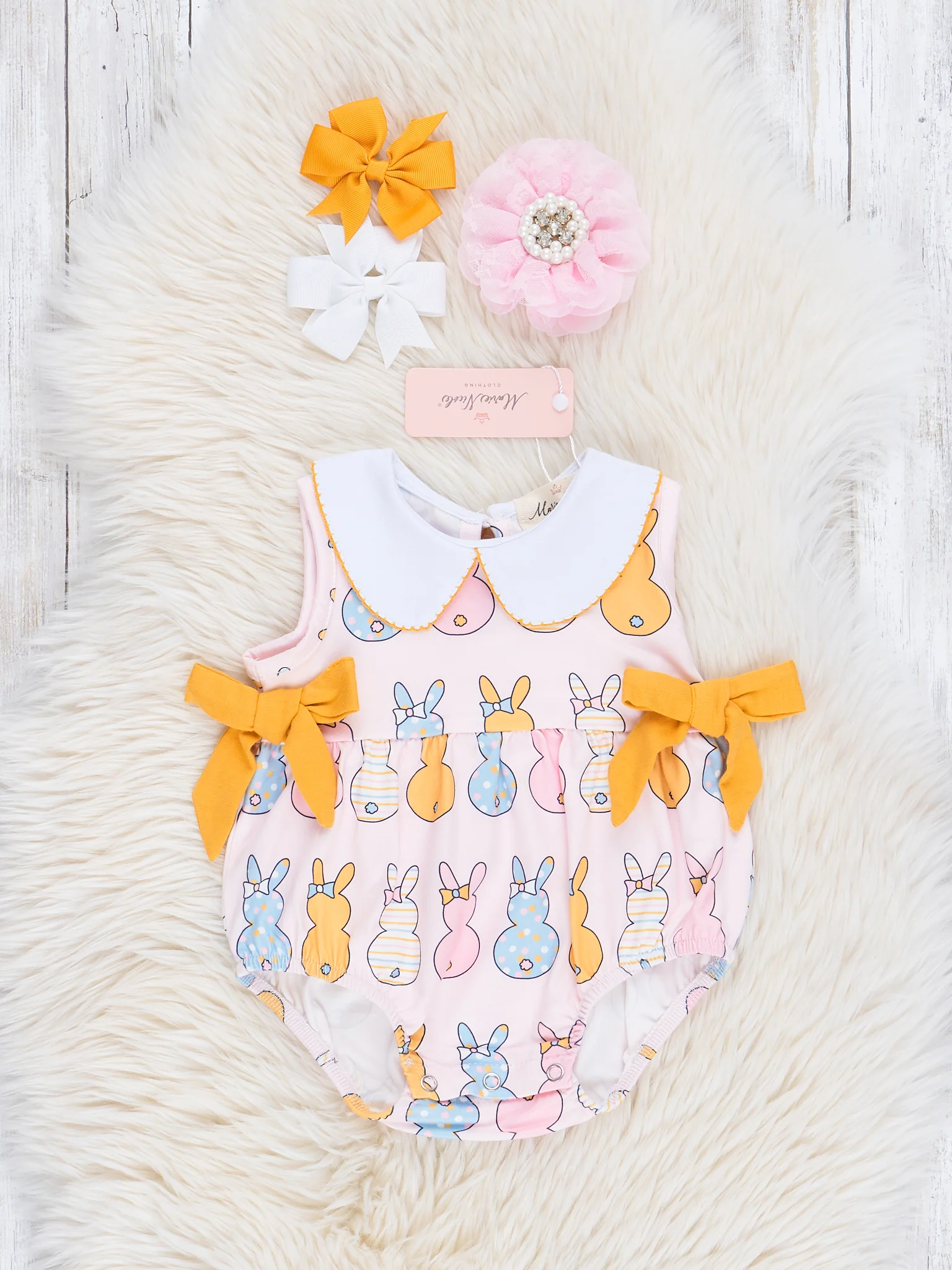 Pink Golden Bunny Surprise Bubble Romper