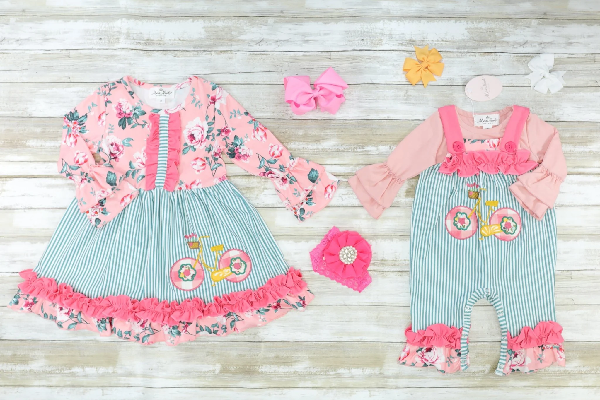 Pink & Green Bike Ruffle Dress - Image 2