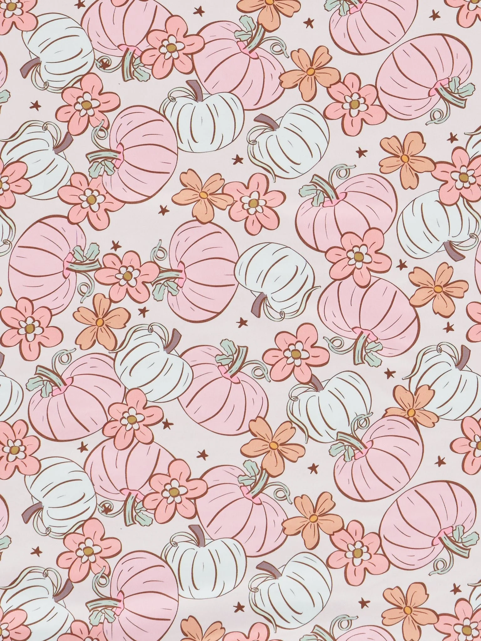Pink & Green Doodle Pumpkin Garden Minky Blanket - Image 3