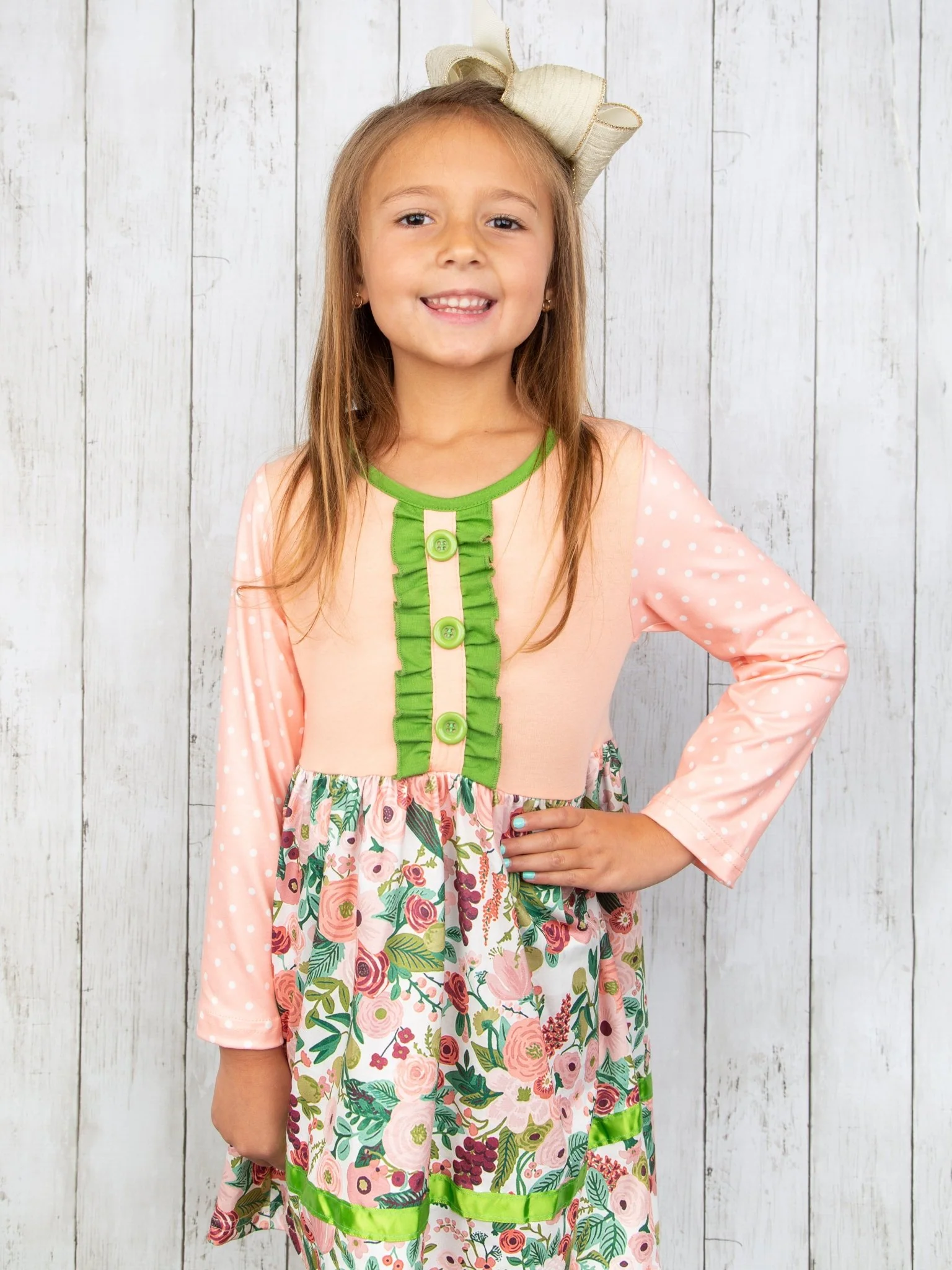 Pink & Green Floral Dress - Image 3