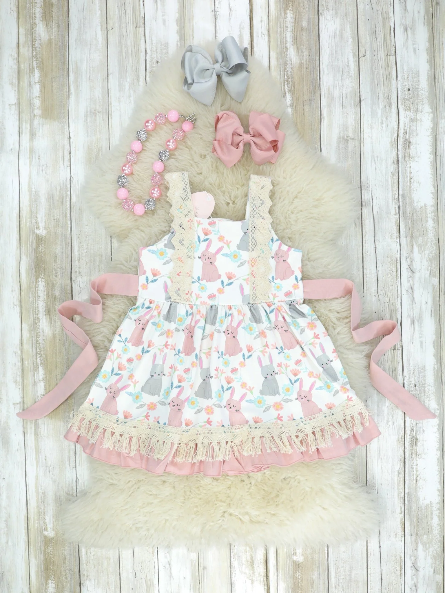 Pink & Grey Bunny Tank Dress