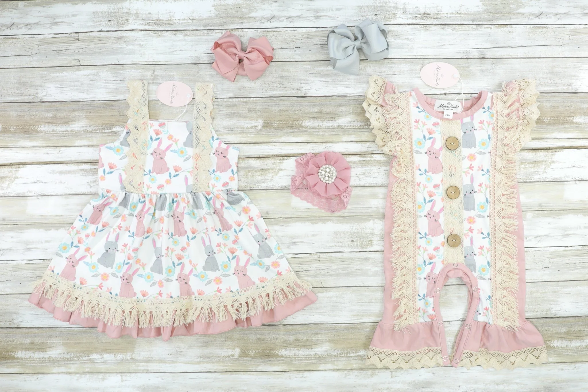 Pink & Grey Bunny Tank Dress - Image 2