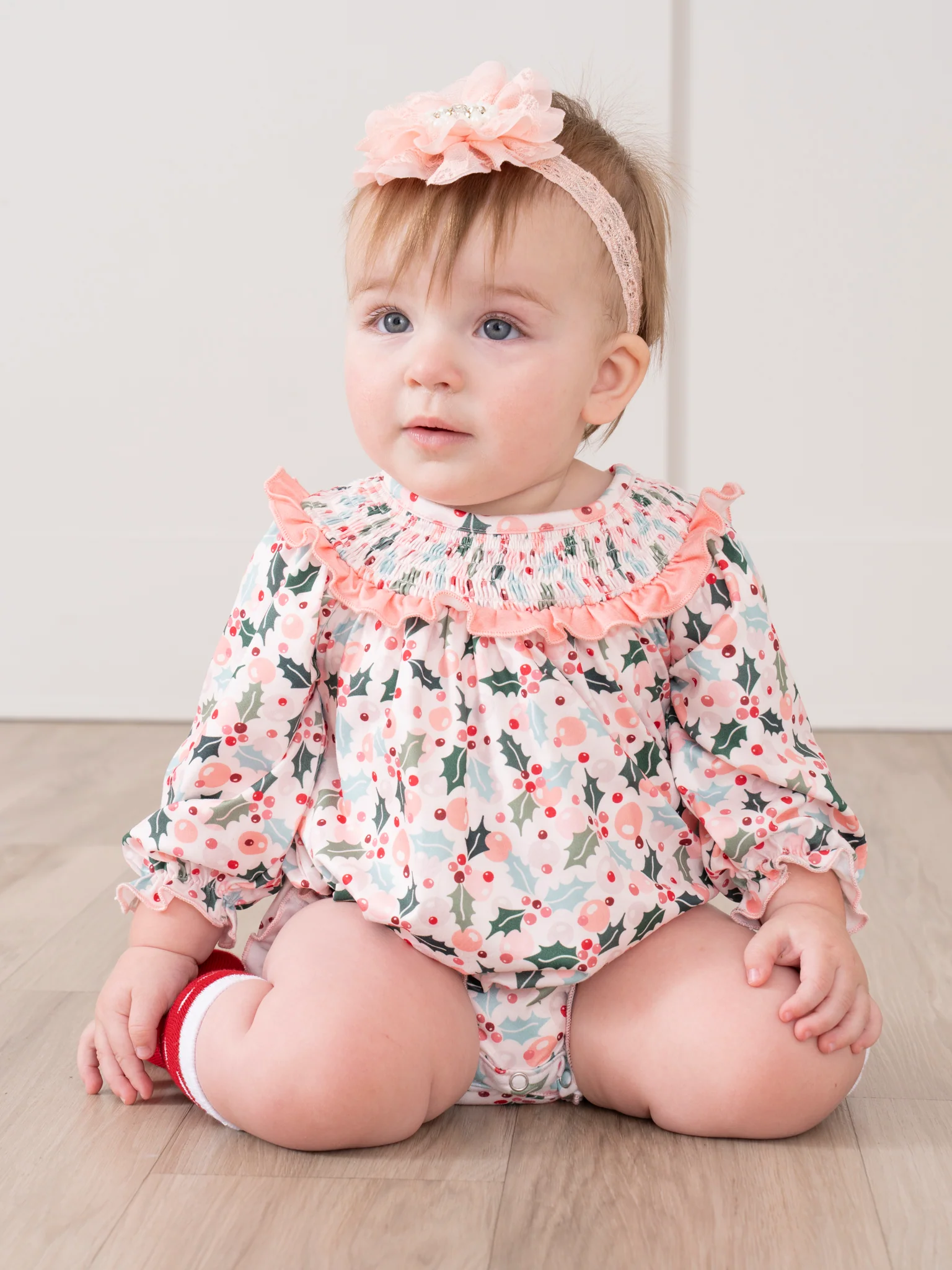 Pink Holly Bunches Ruffle Bubble Romper