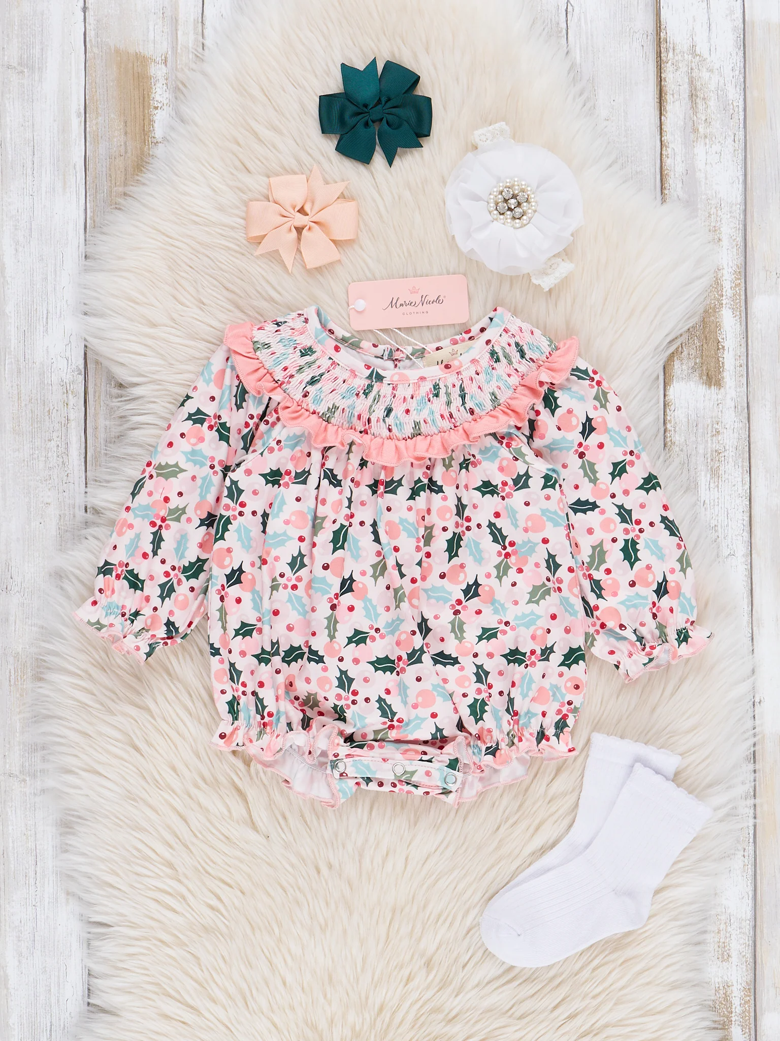 Pink Holly Bunches Ruffle Bubble Romper - Image 2