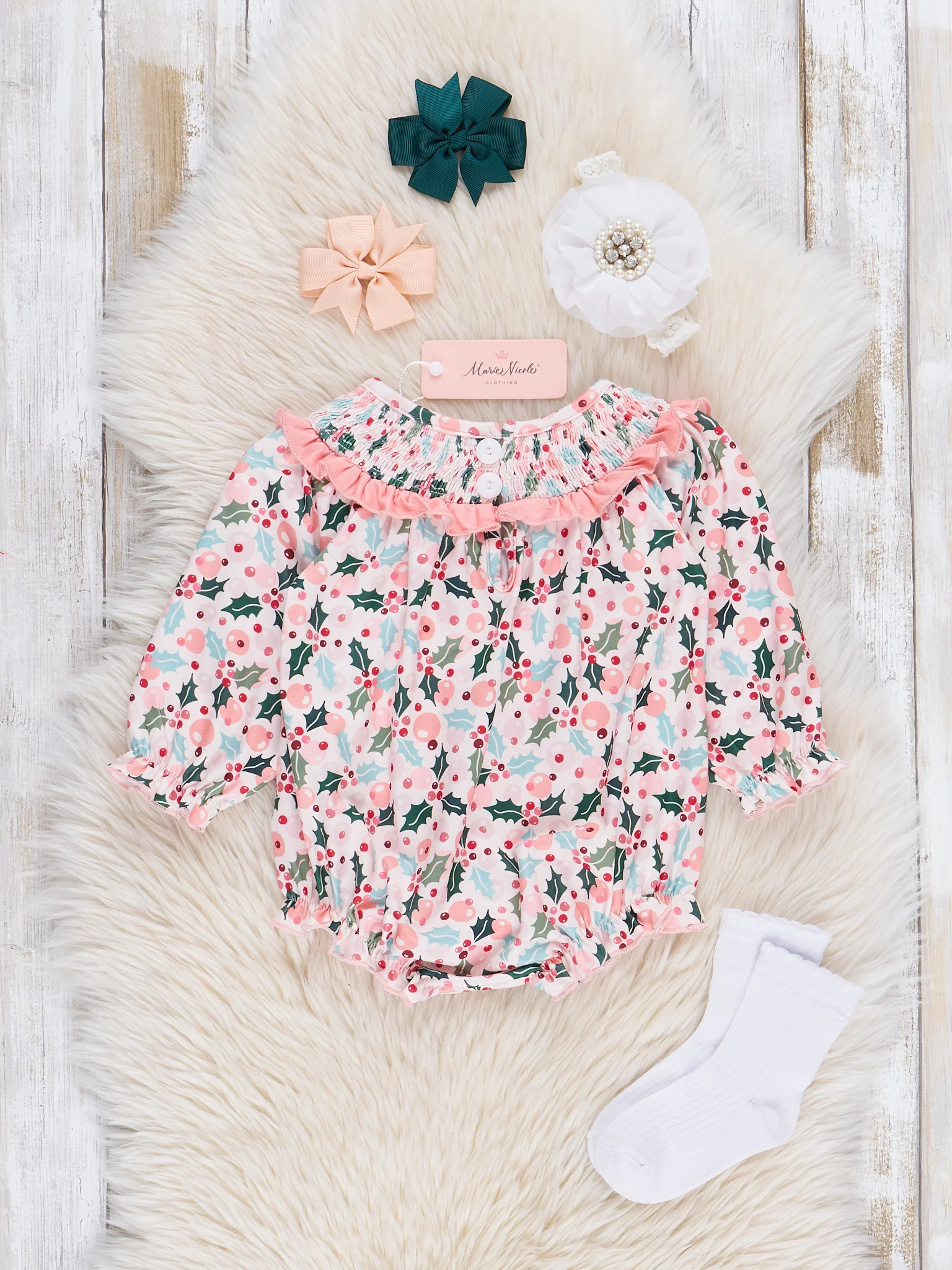 Pink Holly Bunches Ruffle Bubble Romper - Image 3
