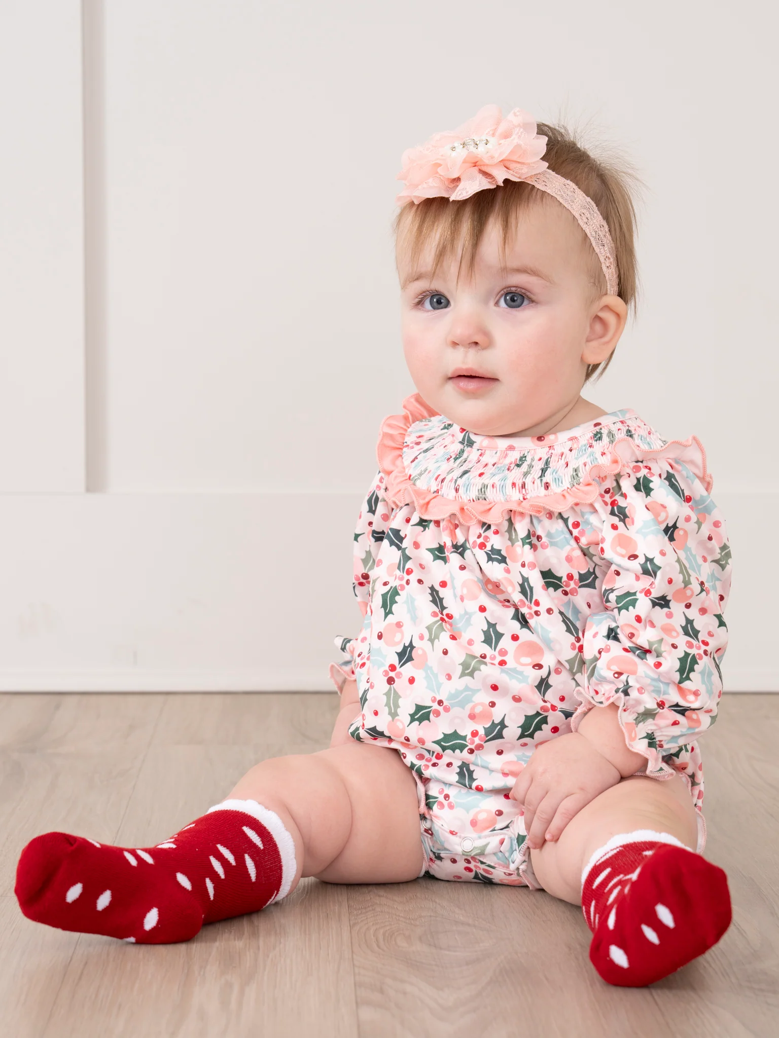 Pink Holly Bunches Ruffle Bubble Romper - Image 4