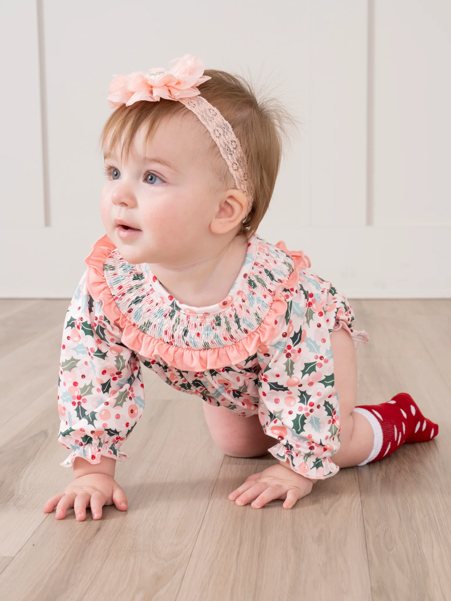 Pink Holly Bunches Ruffle Bubble Romper - Image 5