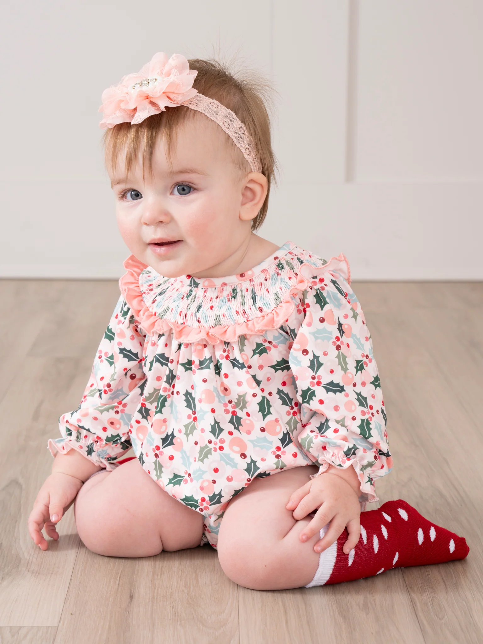 Pink Holly Bunches Ruffle Bubble Romper - Image 6