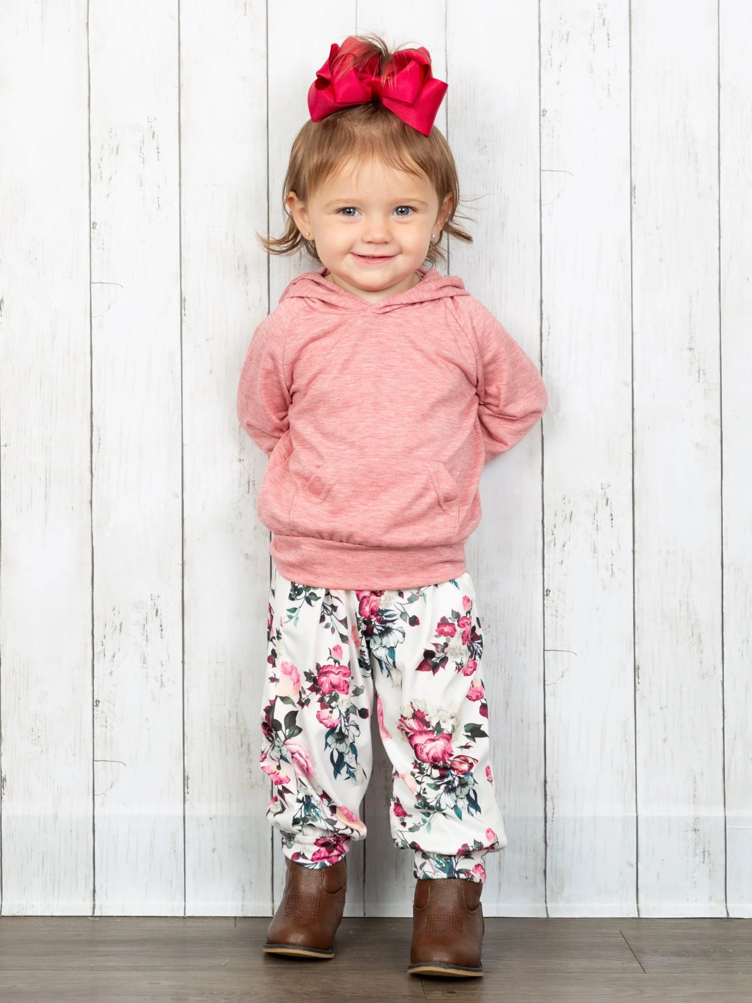 Pink Hoodie & Floral Joggers Outfit