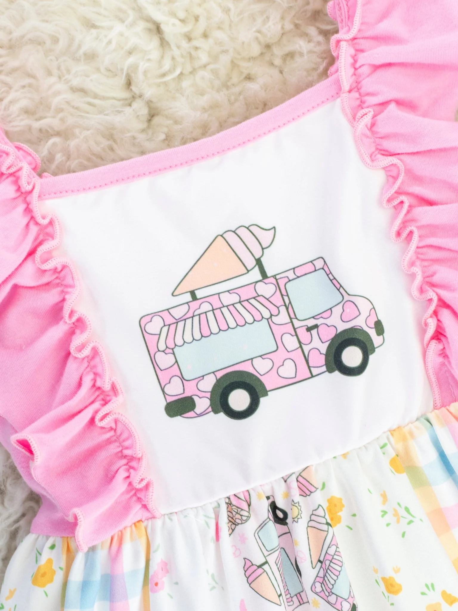 Pink Ice Cream Truck Ruffle Dress - Image 3