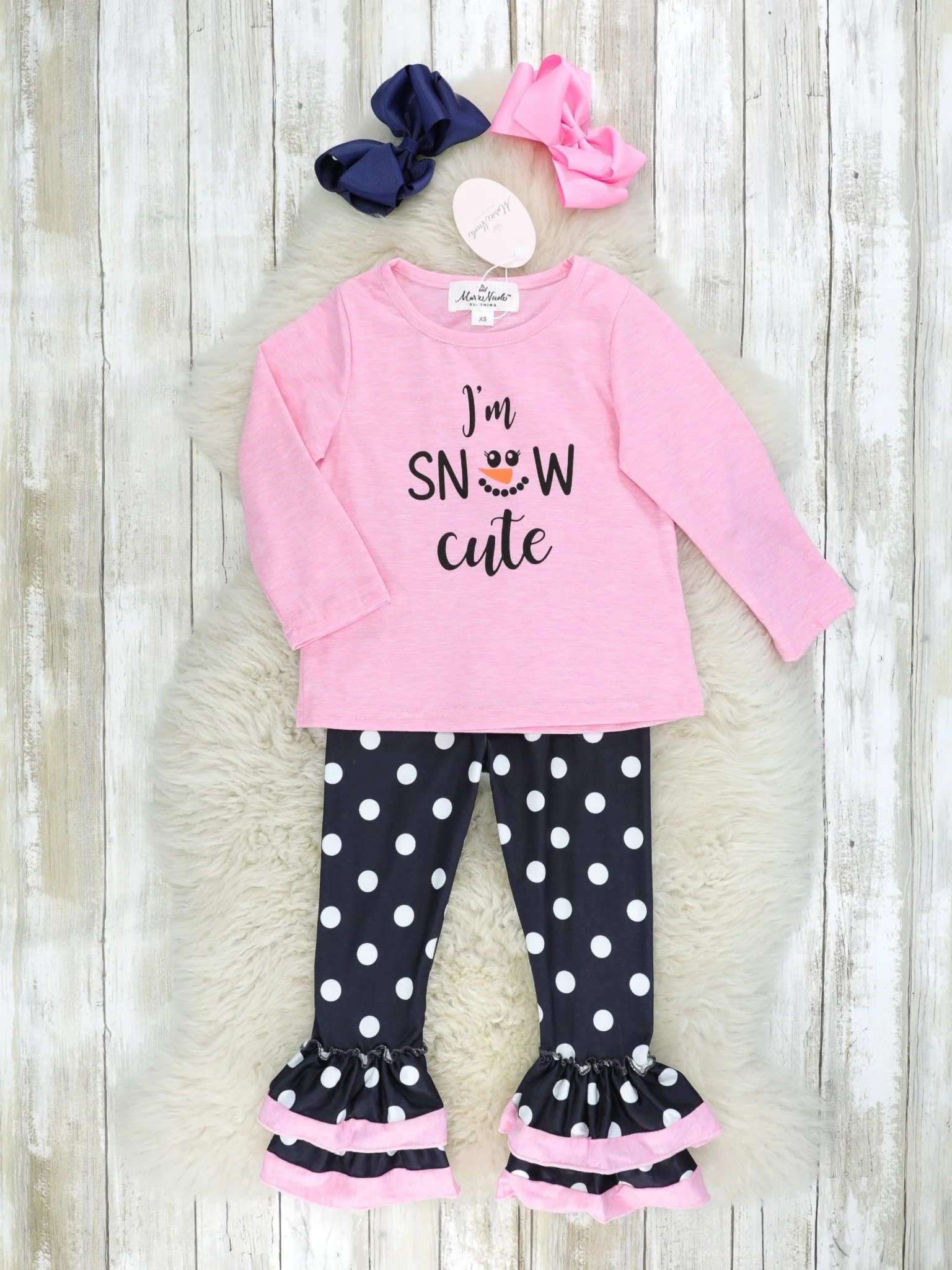 Pink "I'm Snow Cute" Ruffle Outfit