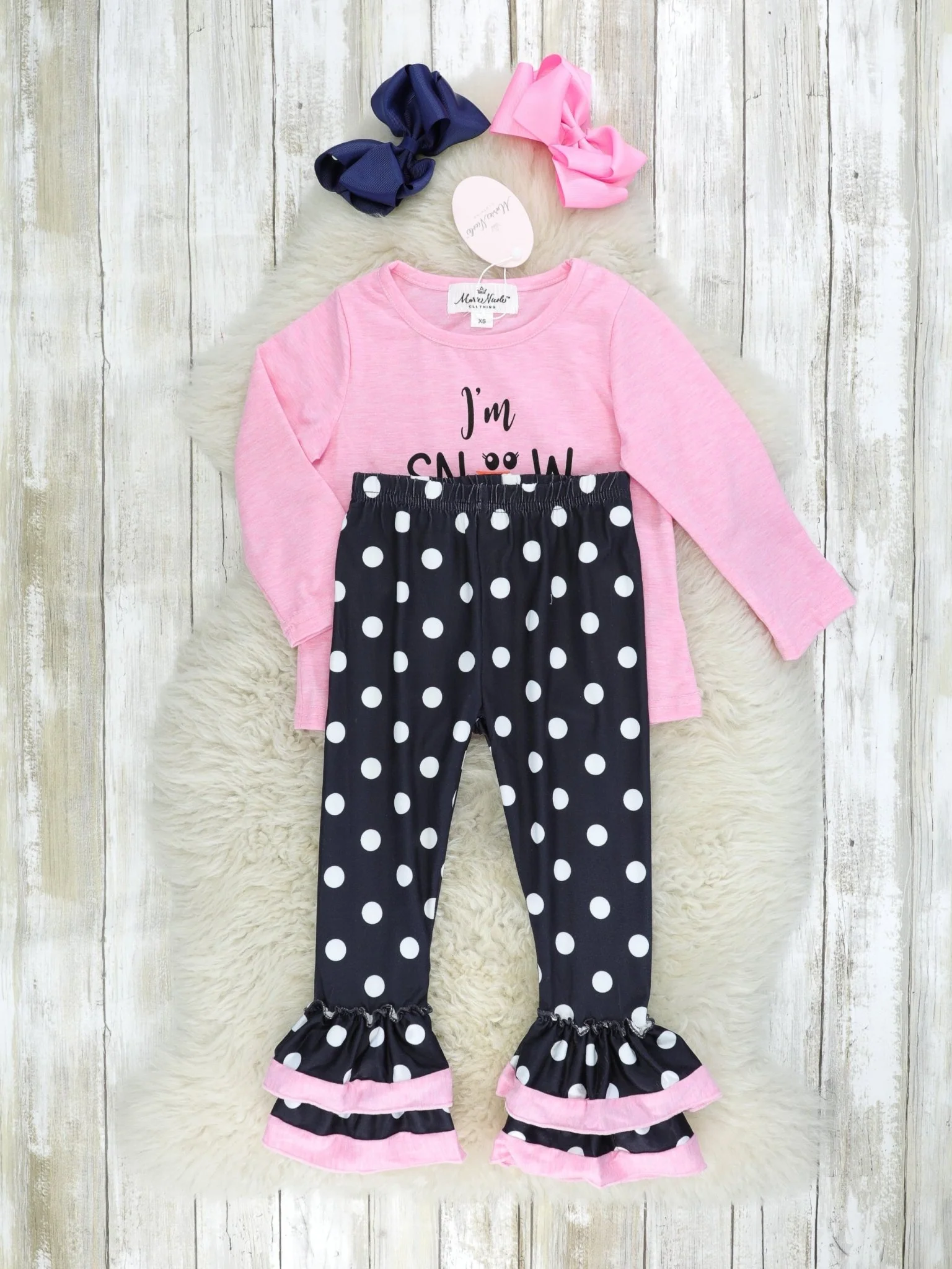 Pink "I'm Snow Cute" Ruffle Outfit - Image 2