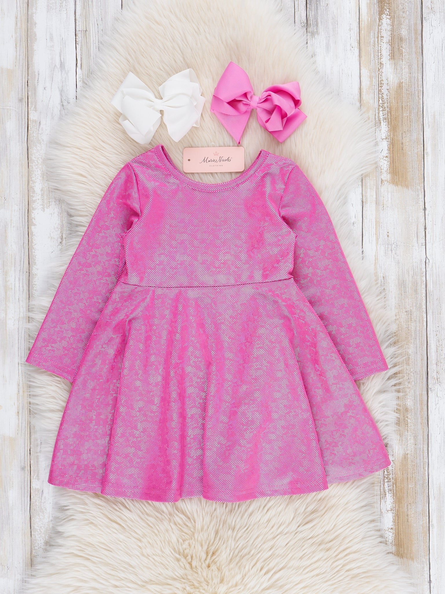 Pink Jacquard Swing Dress