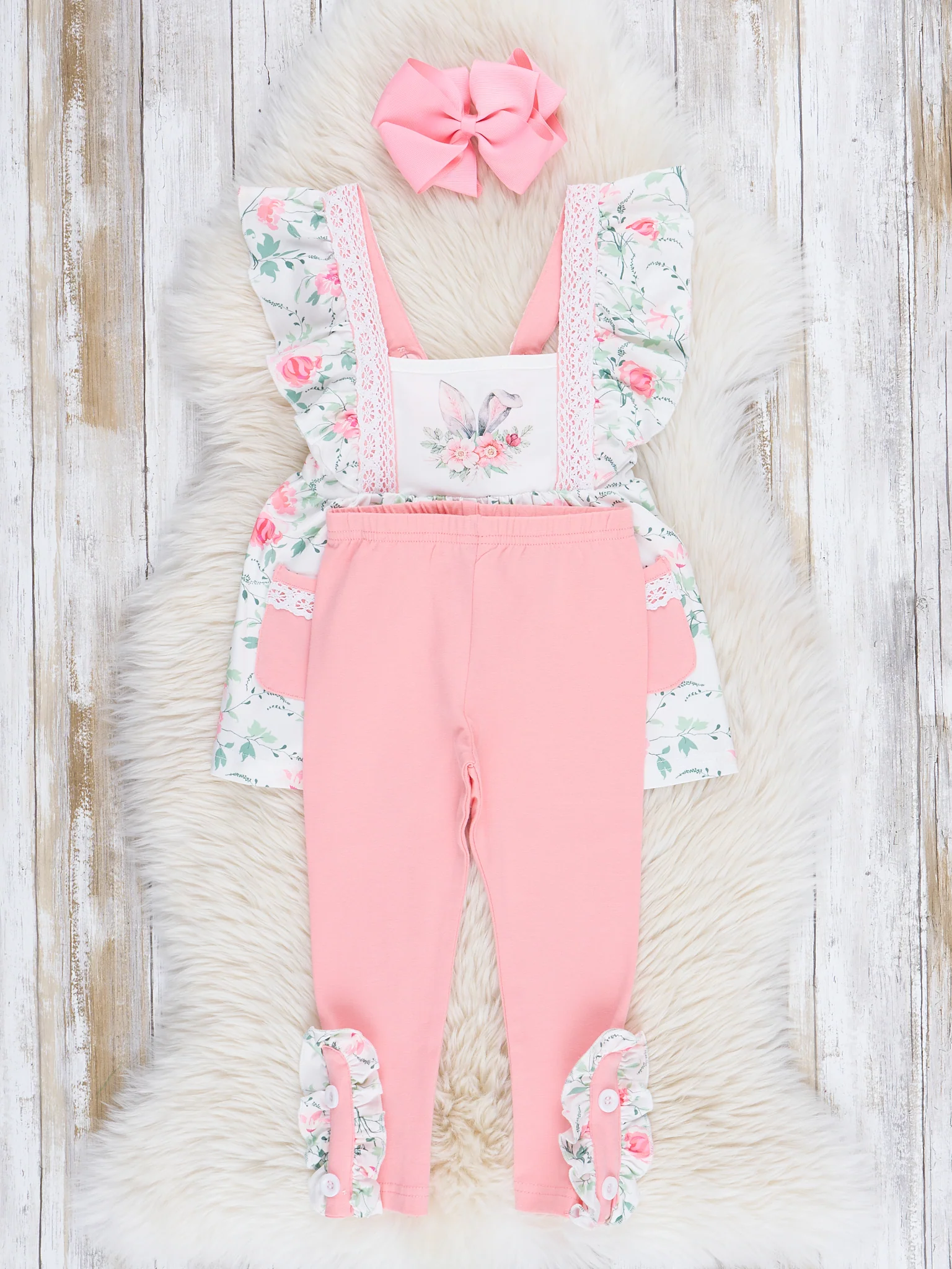 Pink Lace Bunny Ruffle Outfit - Image 2