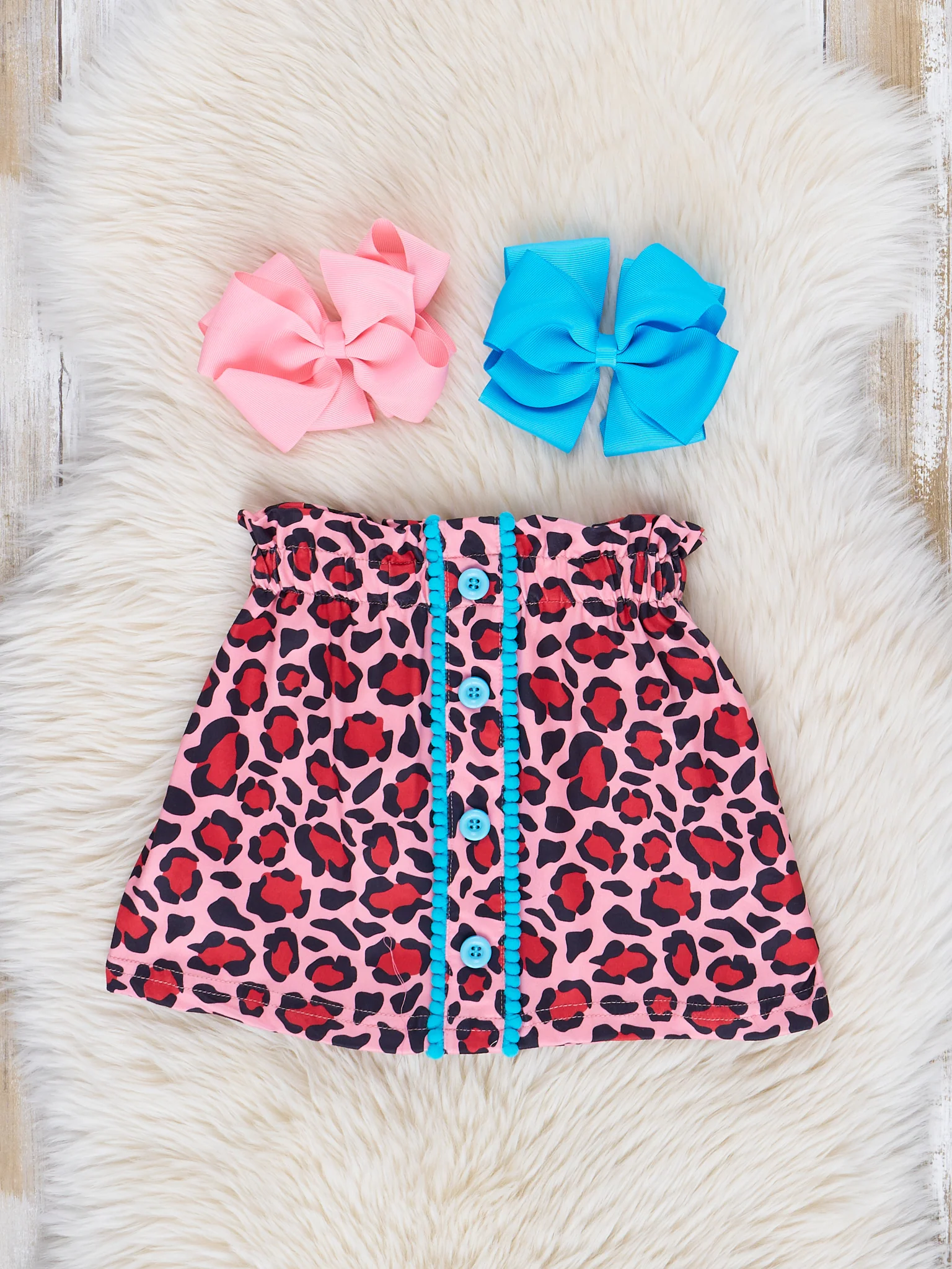 Pink & Leopard Hearts "Be Mine" Ruffle Outfit w/ Skirt - Image 3