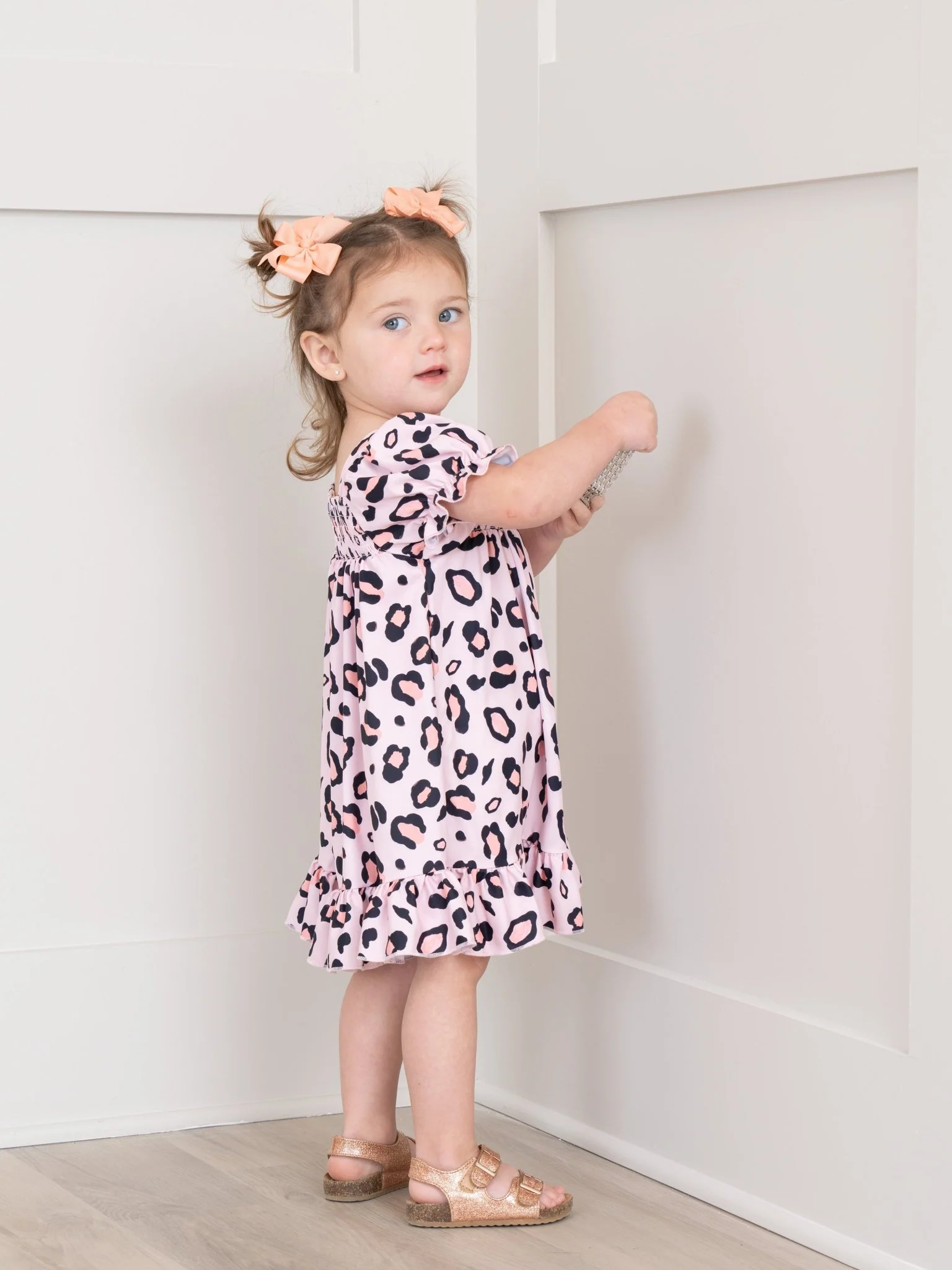 Pink Leopard Puff Sleeve Dress - Image 5