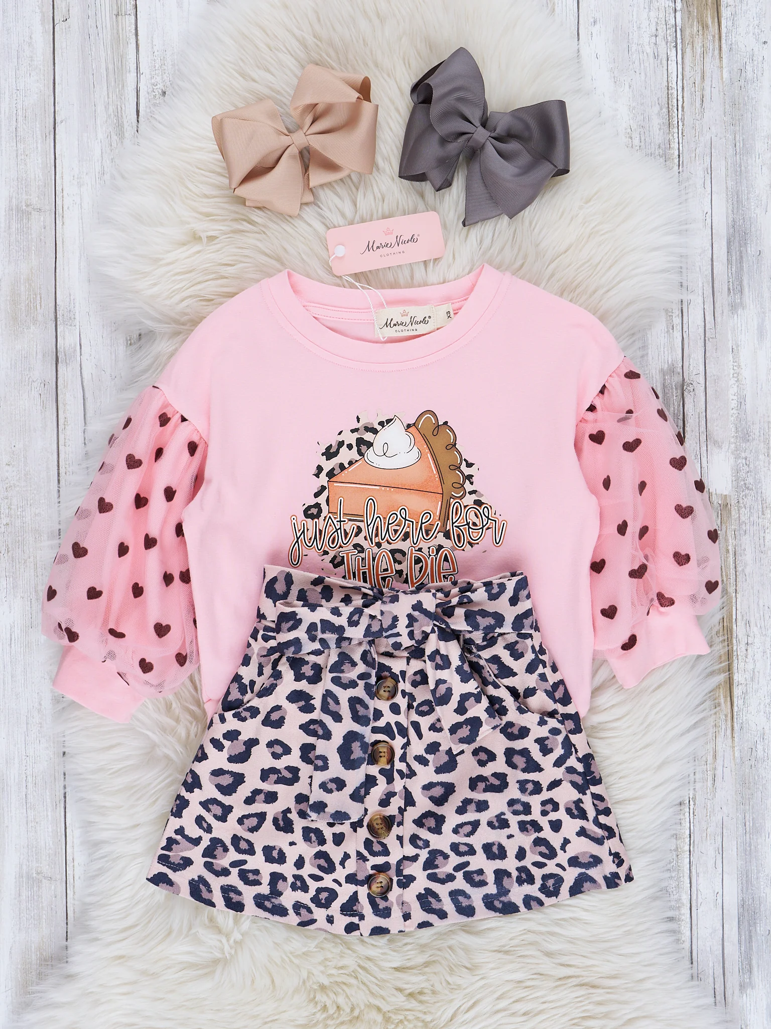 Pink & Leopard Pumpkin Pie Outfit w/ Skirt - Image 2