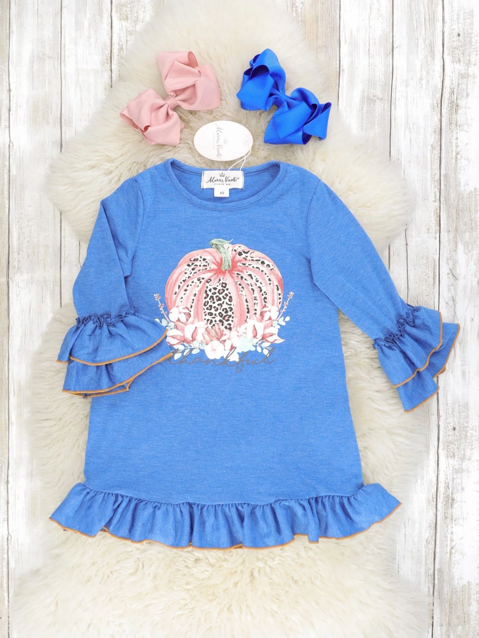 Pink Leopard Pumpkin Ruffle Dress