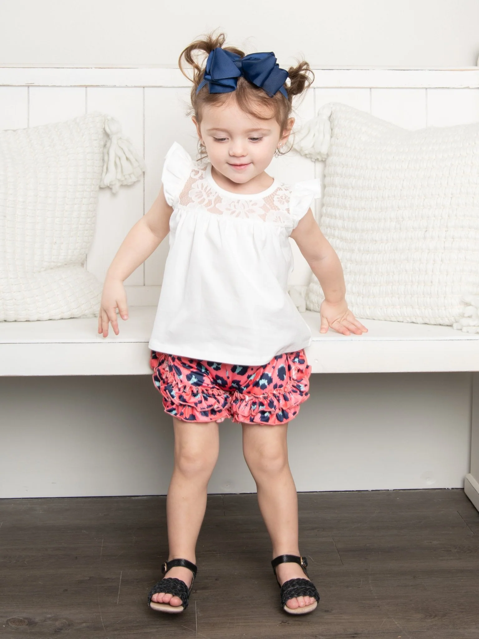 Pink Leopard Ruffle Hem Shorts - Image 2