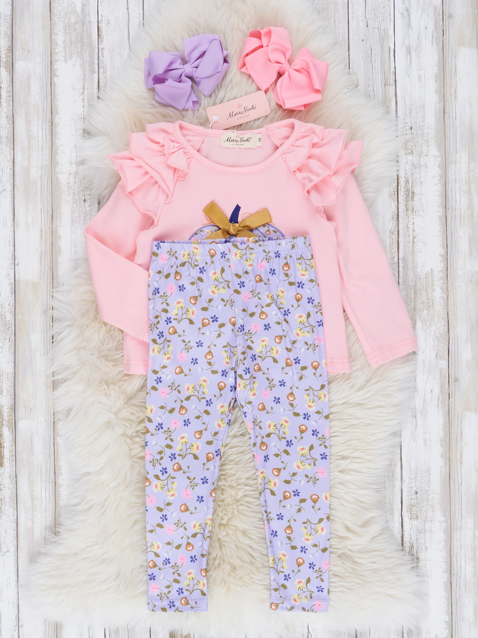 Pink & Lilac Pumpkin Ruffle Outfit - Image 2