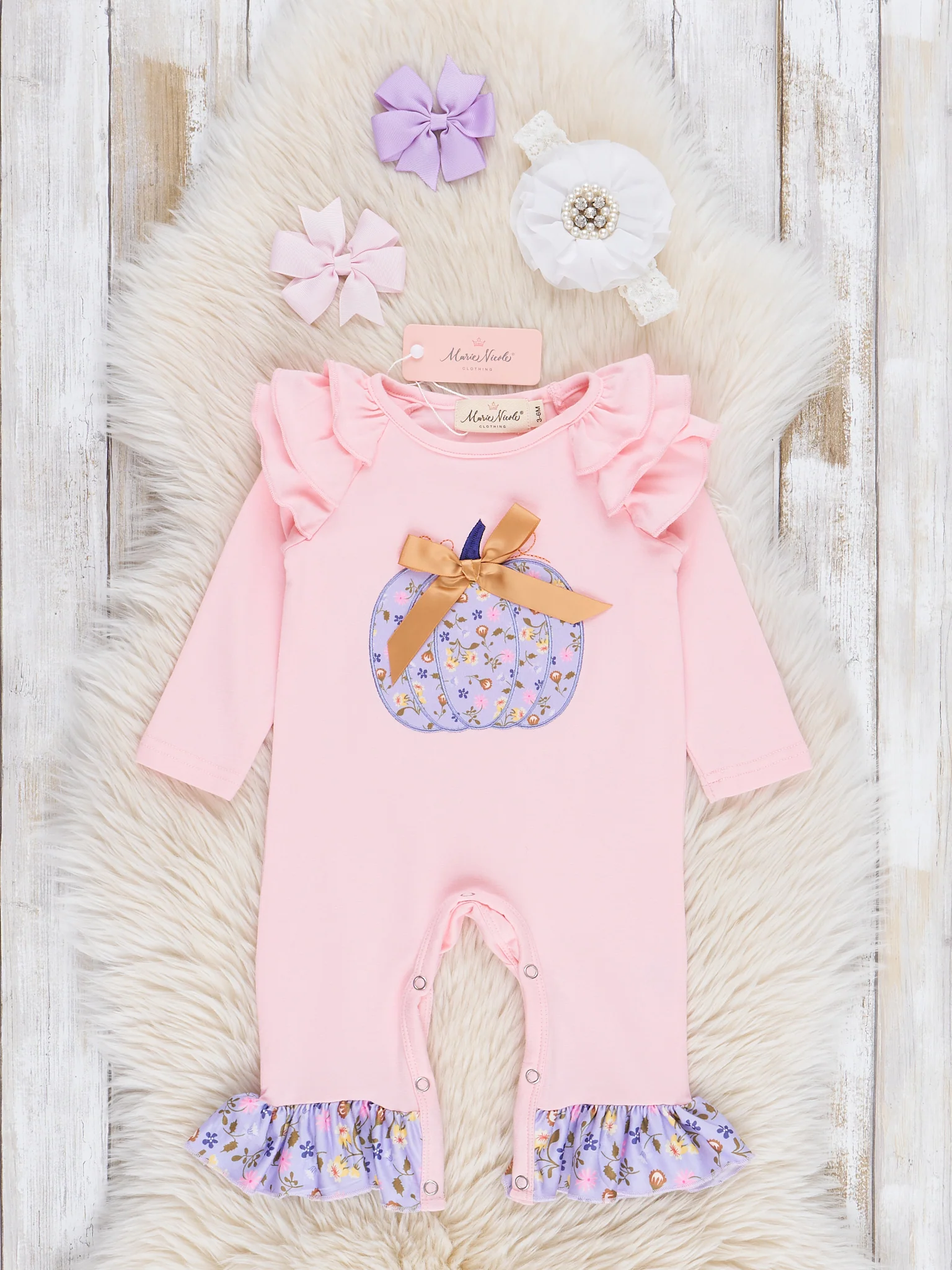 Pink & Lilac Pumpkin Ruffle Romper