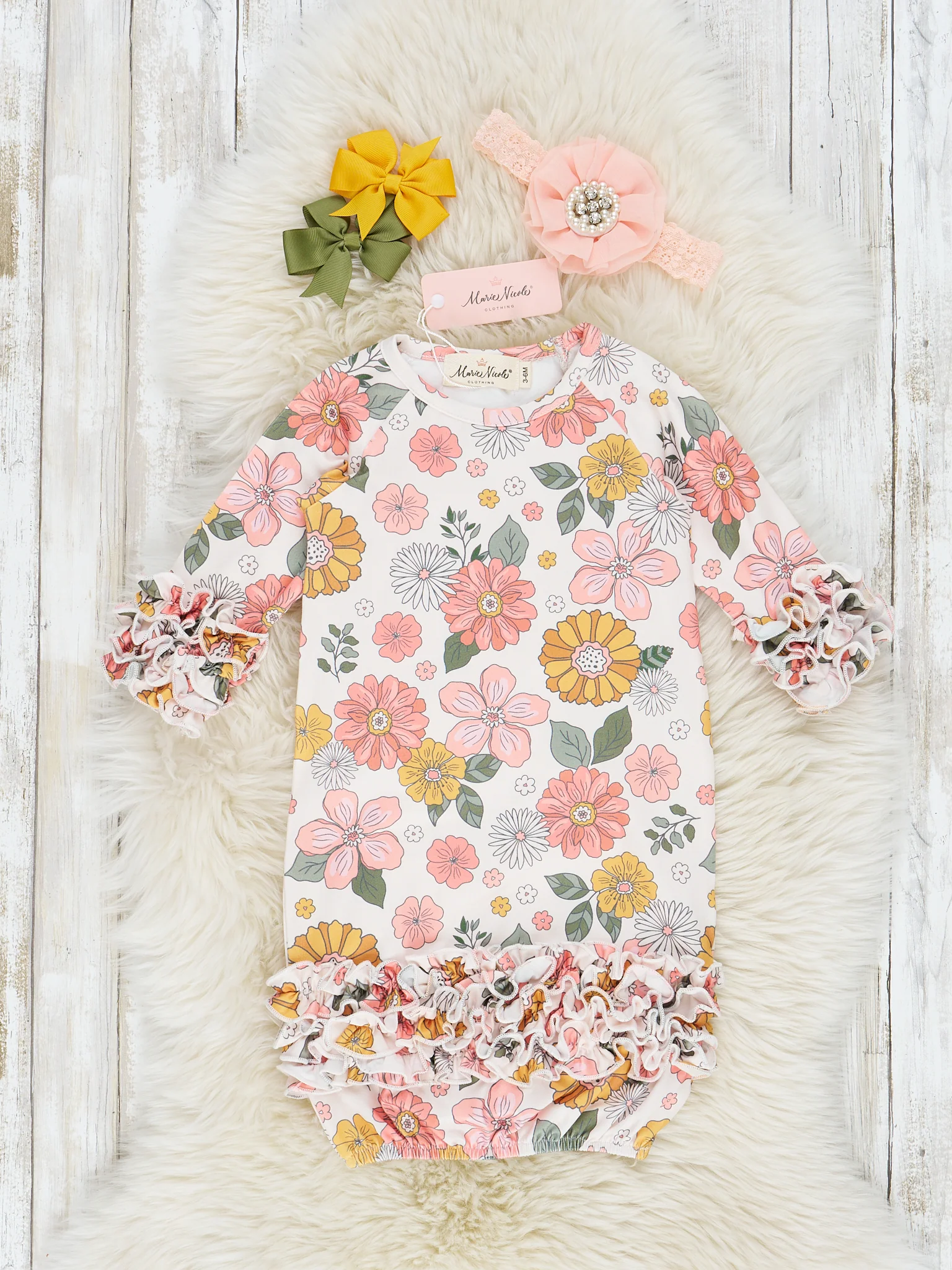 Pink Marigold Dreams Ruffle Sleep Gown