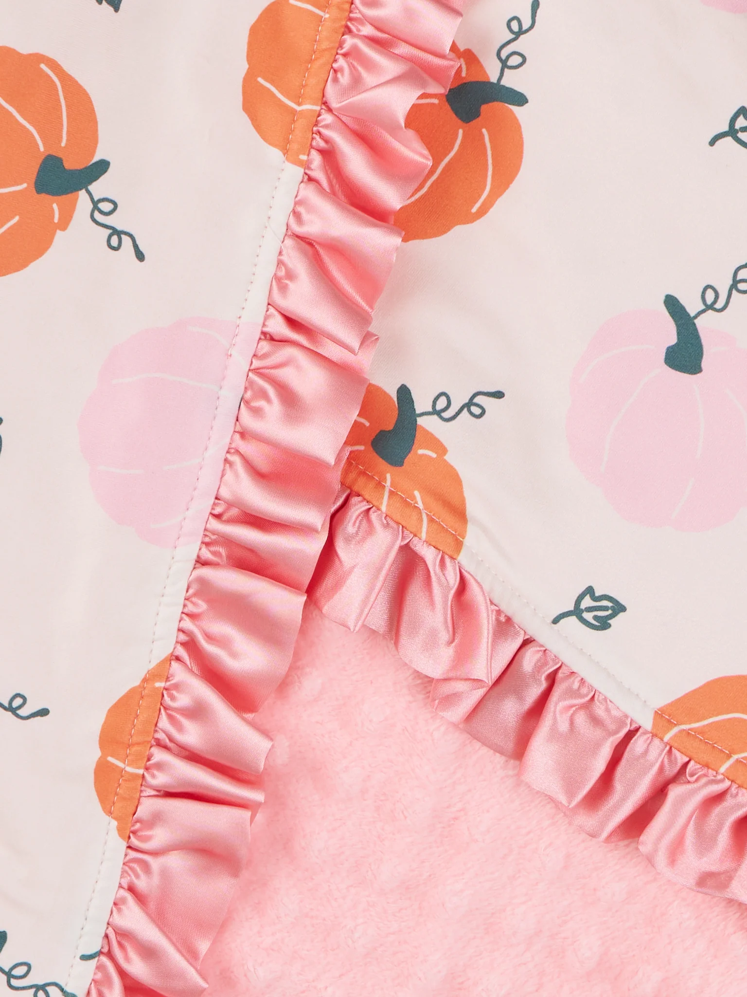 Pink & Orange Sweet Gourds Ruffle Minky Blanket - Image 2