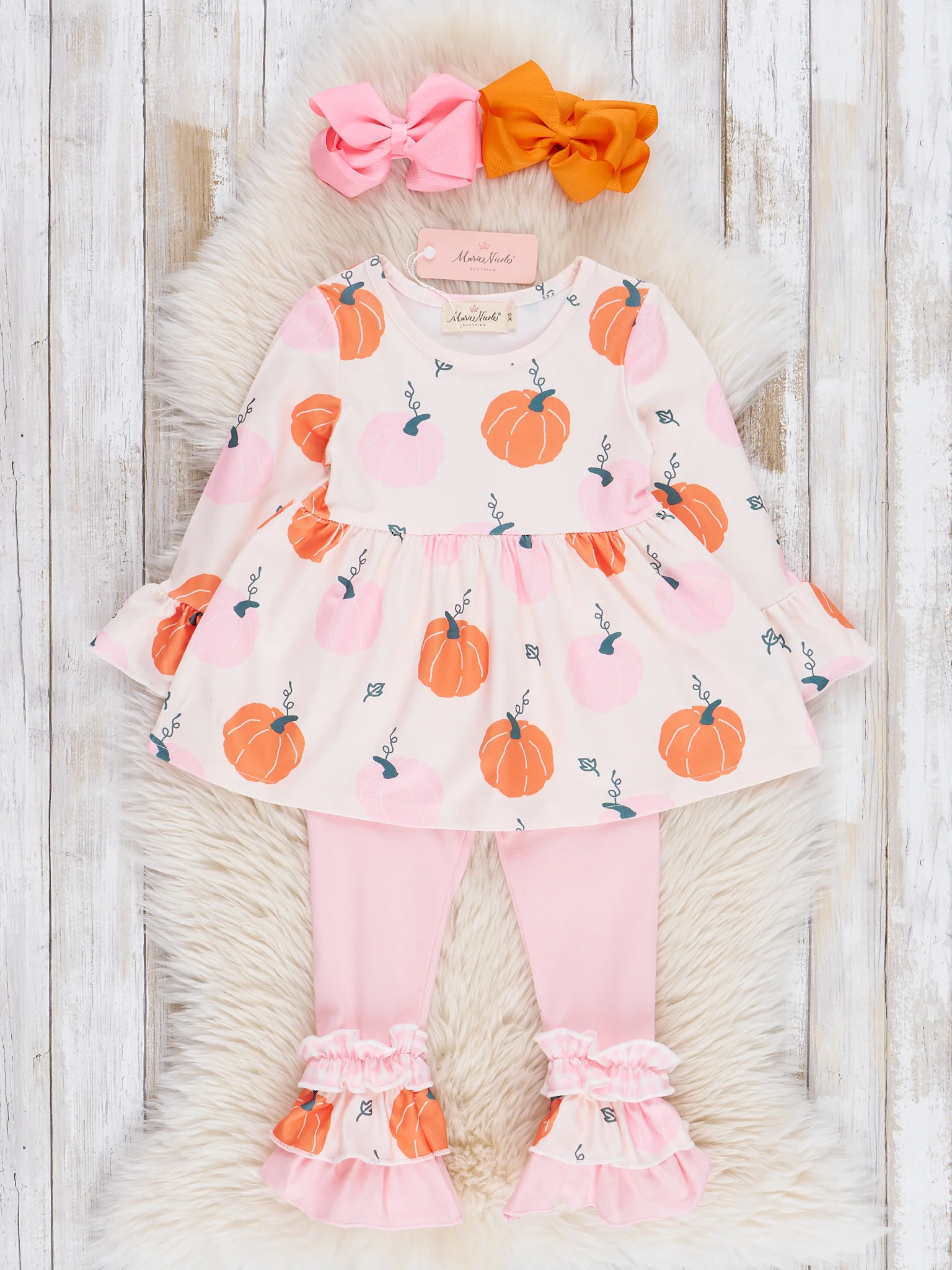 Pink & Orange Sweet Gourds Ruffle Outfit - Image 2
